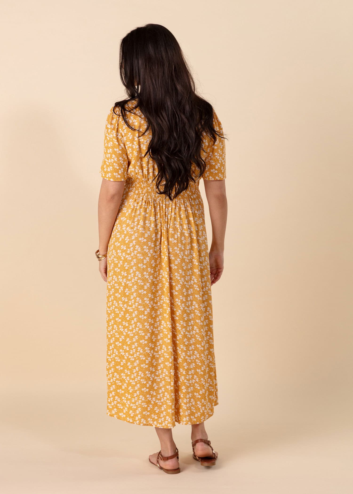 ZUDORA Gul blommig klänning - Gul 4 - Indiska