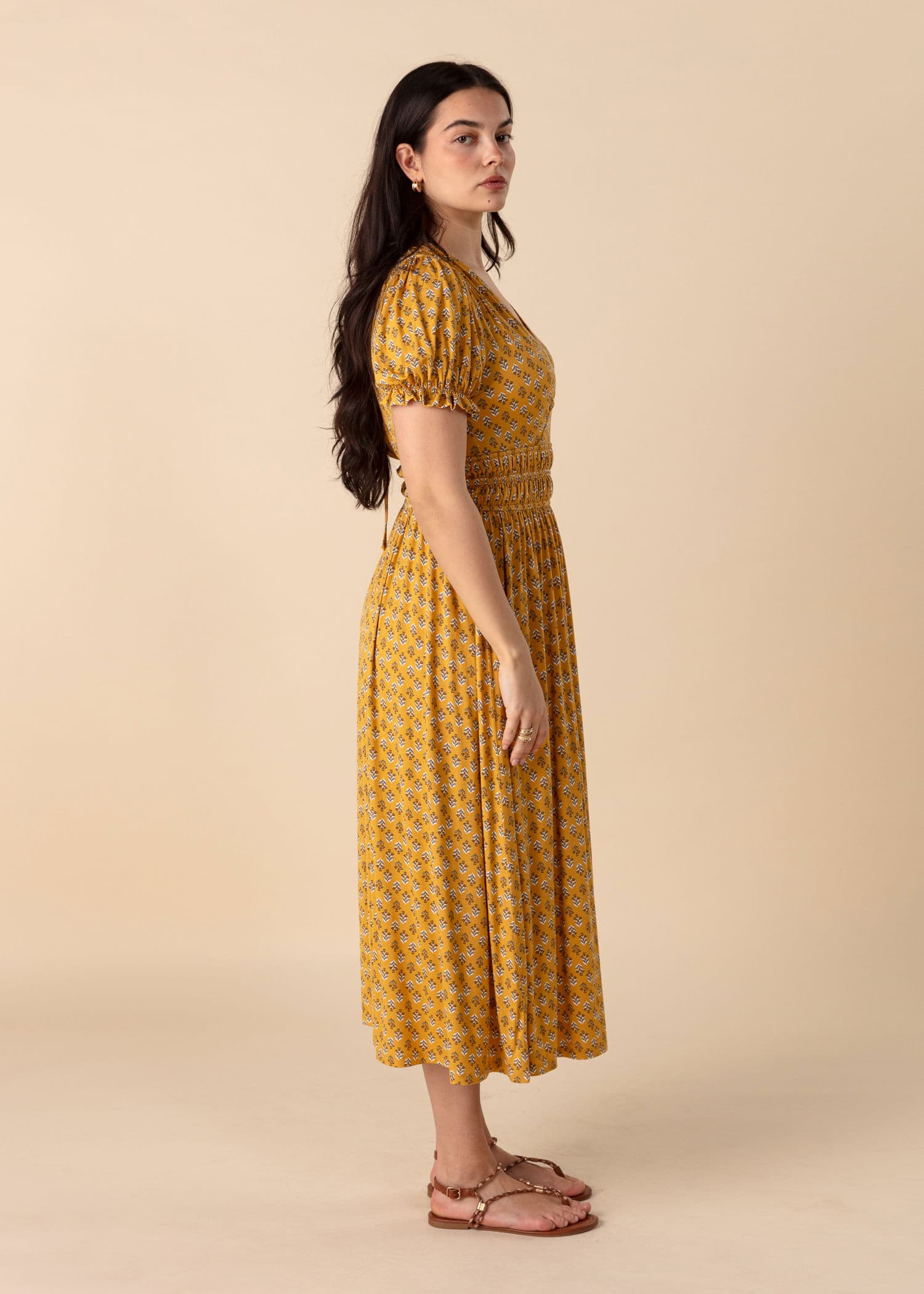 FENJA Kuvioitu maksimekko - Keltainen 3 - Indiska