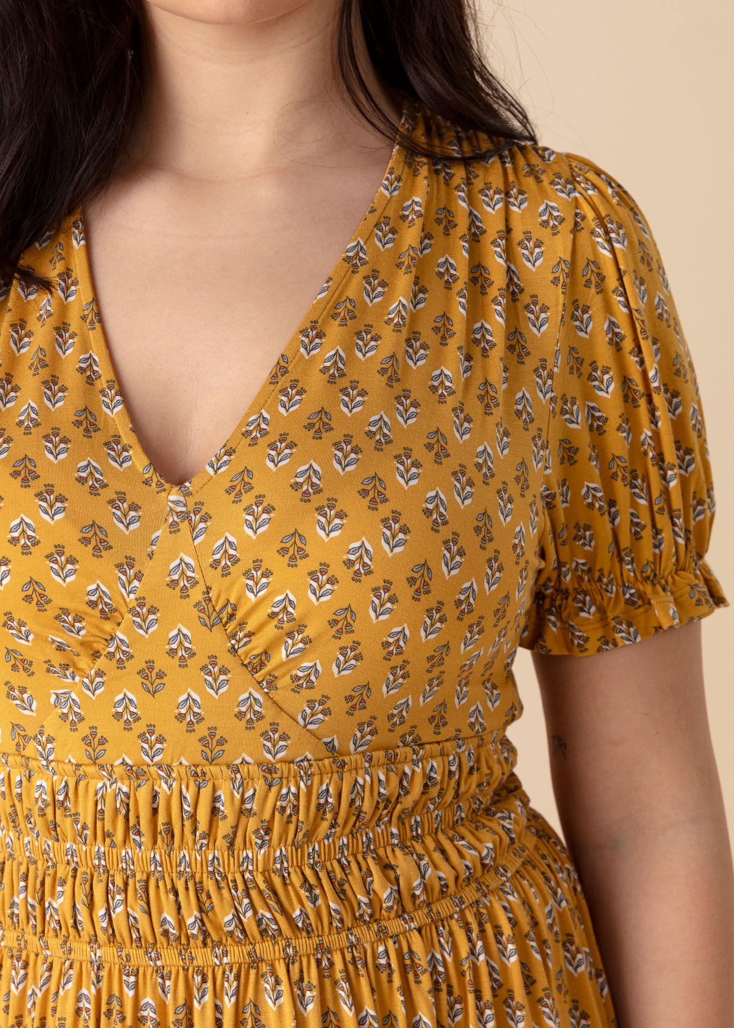 FENJA Kuvioitu maksimekko - Keltainen 5 - Indiska