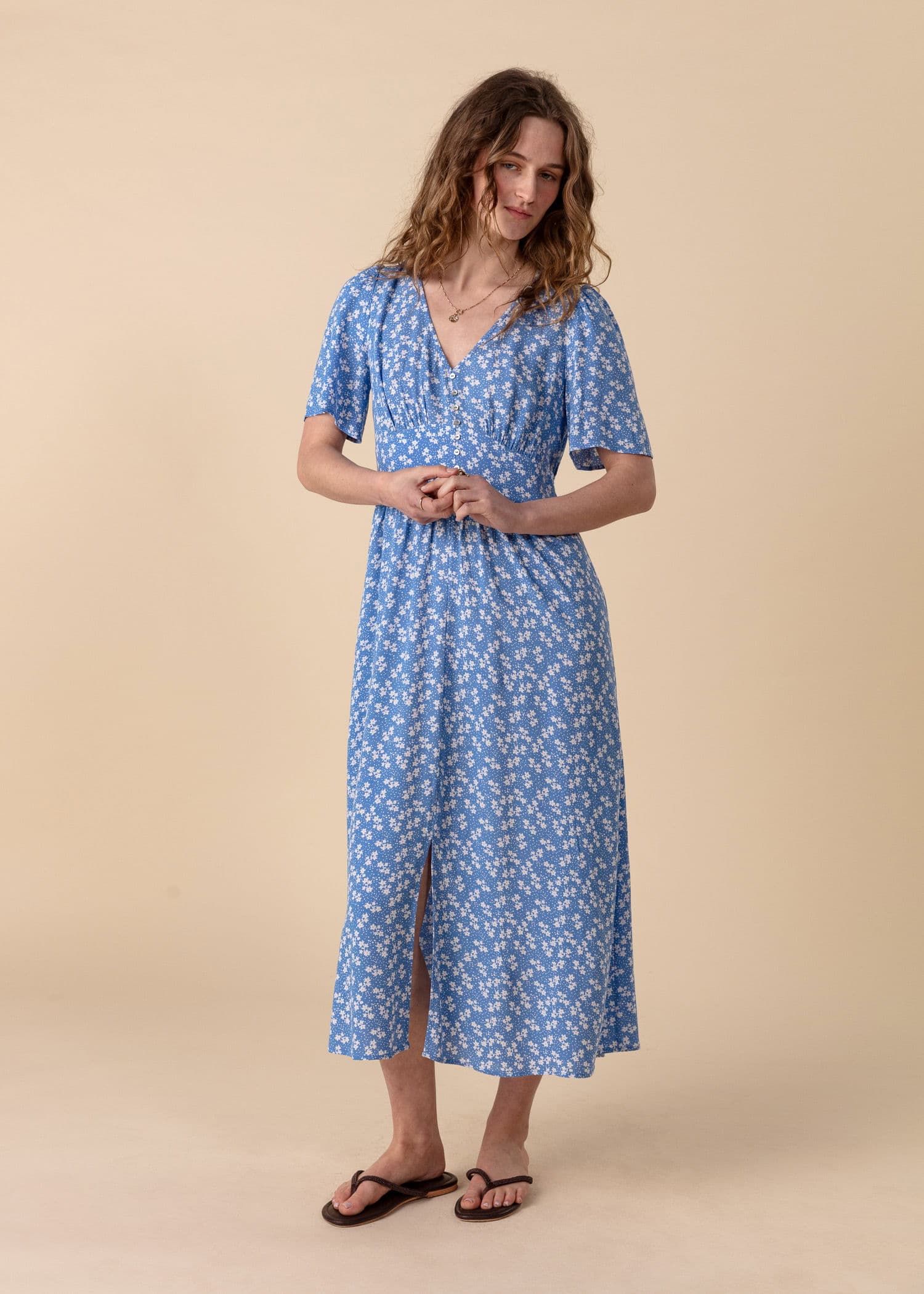 ZUDORA Kuvioitu lyhythihainen mekko - Sininen 4 - Indiska