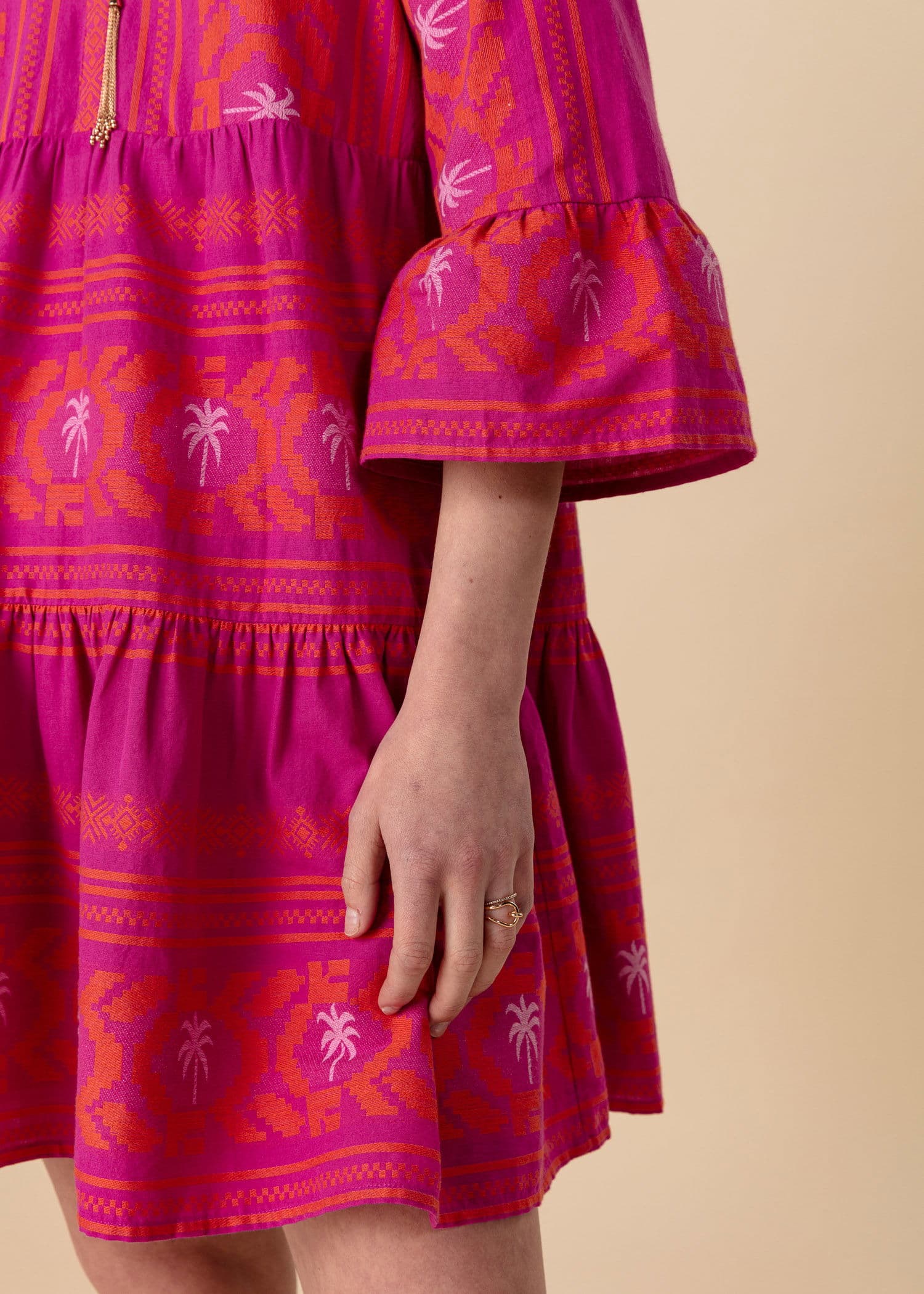 YOLANA Lyhyt jakardikankainen tunika - Vaaleanpunainen 3 - Indiska