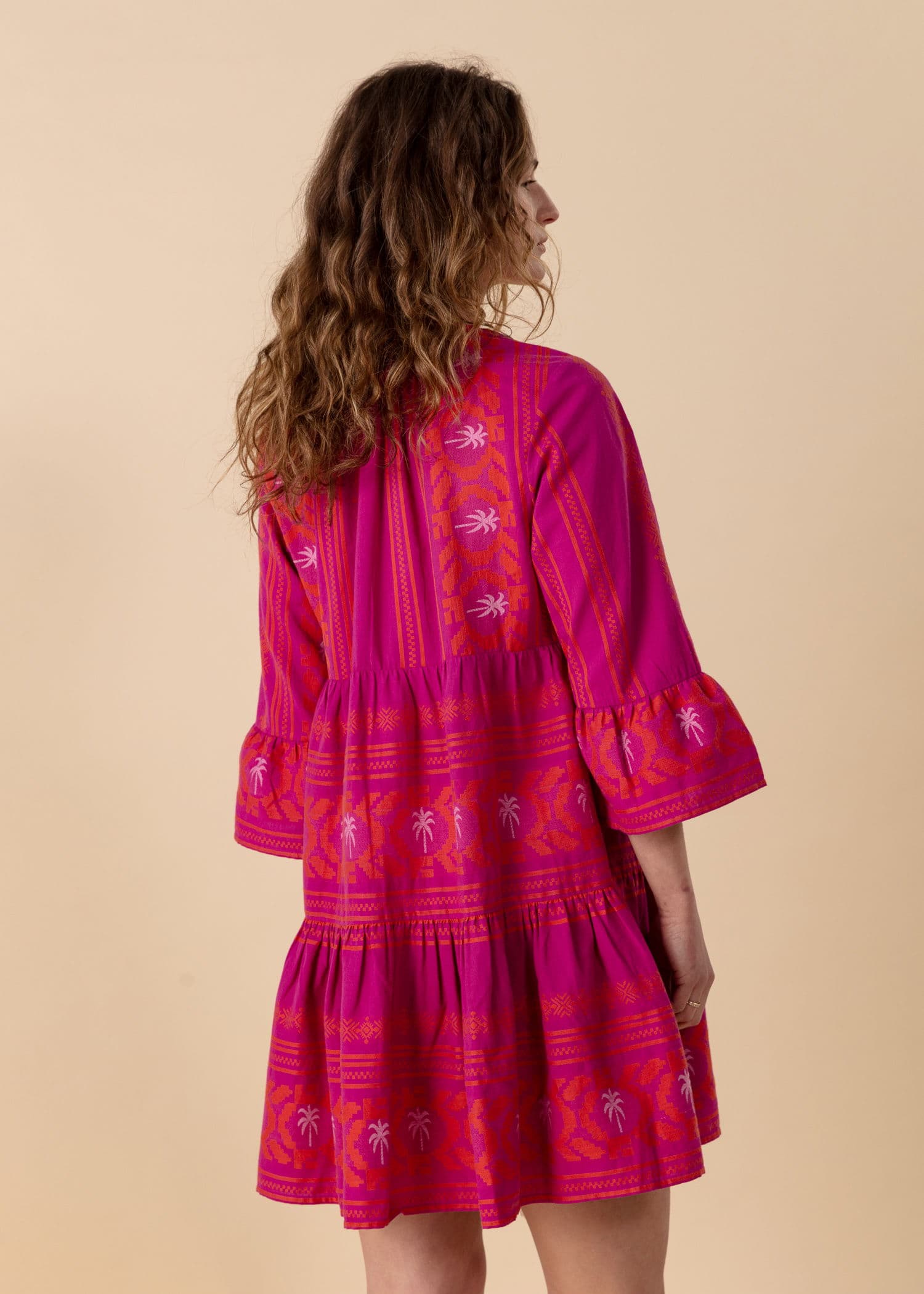 YOLANA Lyhyt jakardikankainen tunika - Vaaleanpunainen 4 - Indiska