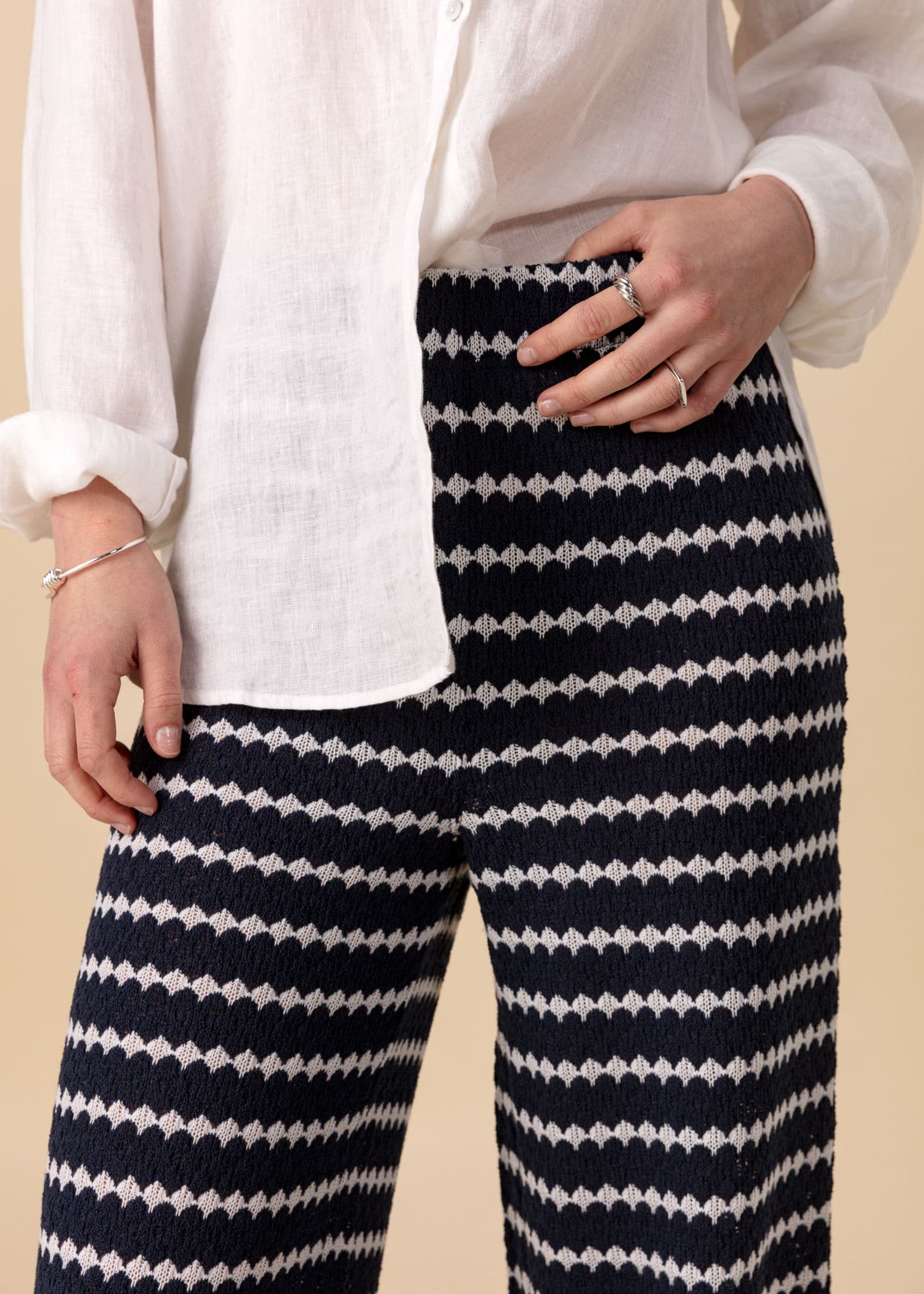 LYNN Teksturoidut neulehousut - Sininen 2 - Indiska