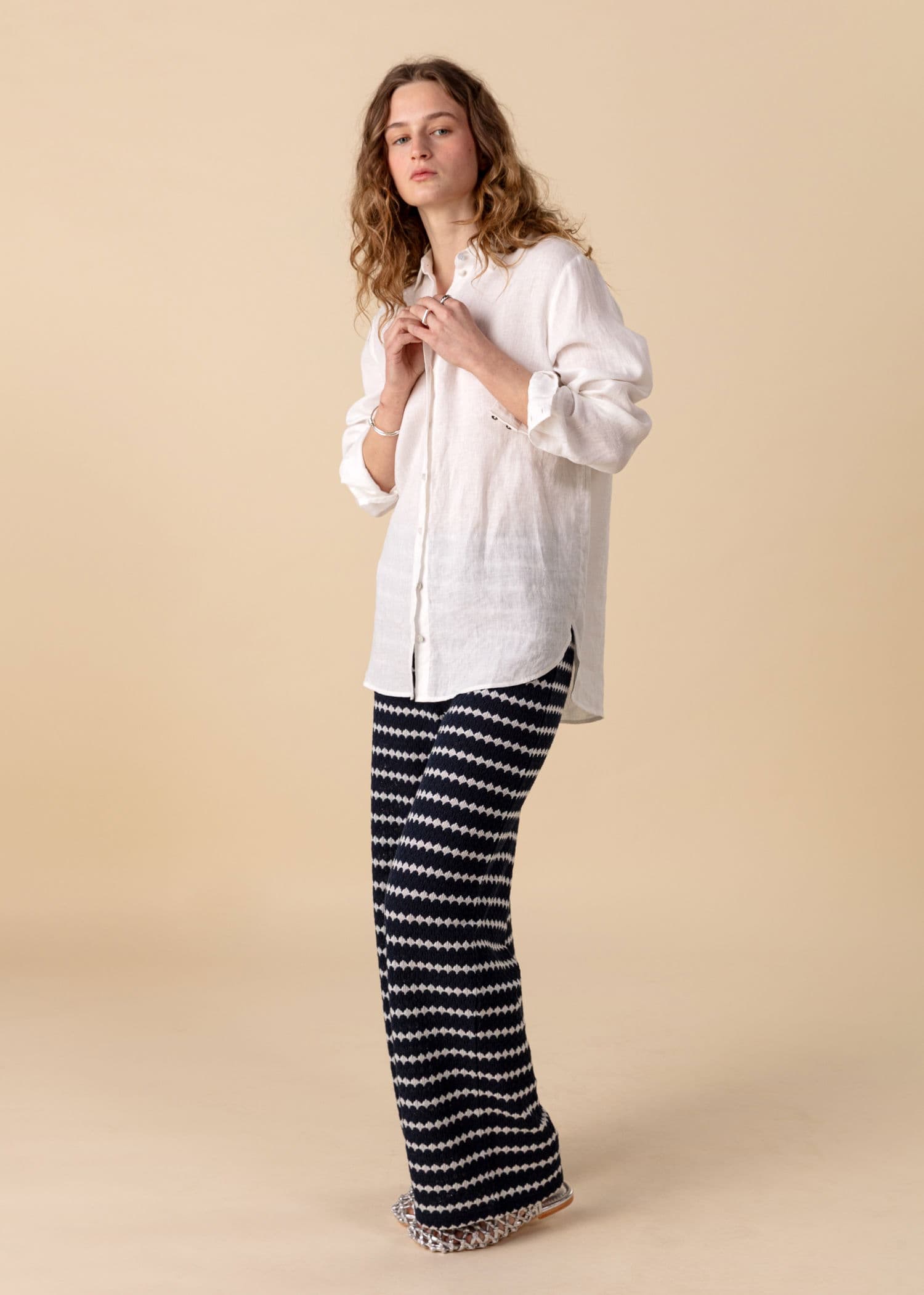 LYNN Teksturoidut neulehousut - Sininen 3 - Indiska