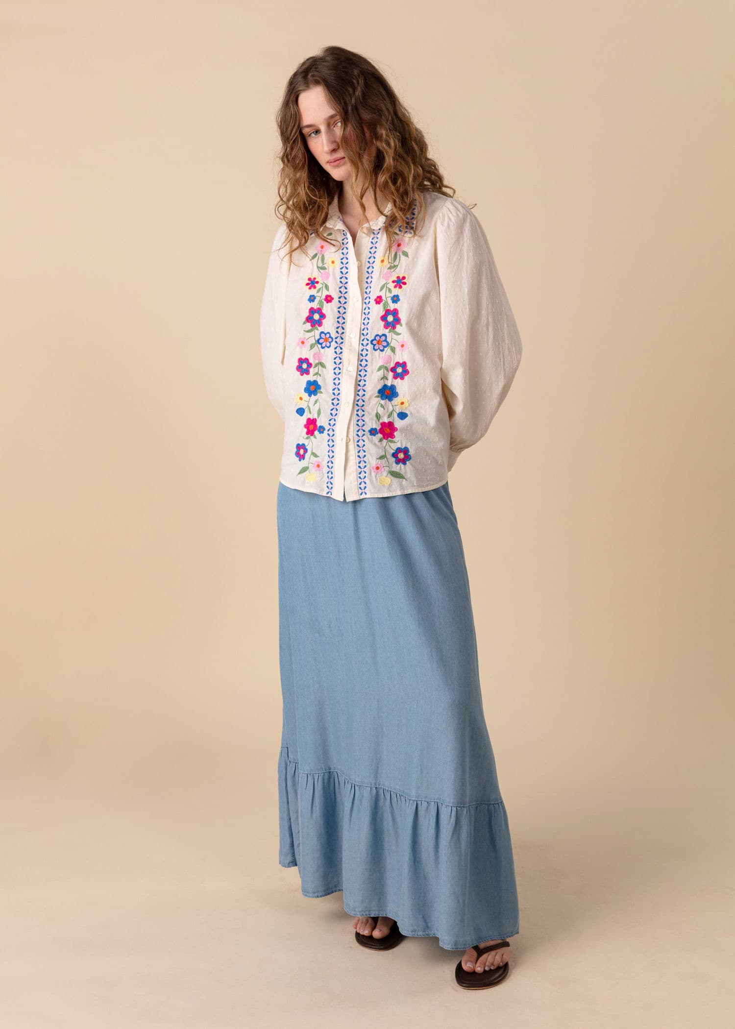 GIGI Long skirt in tencel - Blå 1 - Indiska