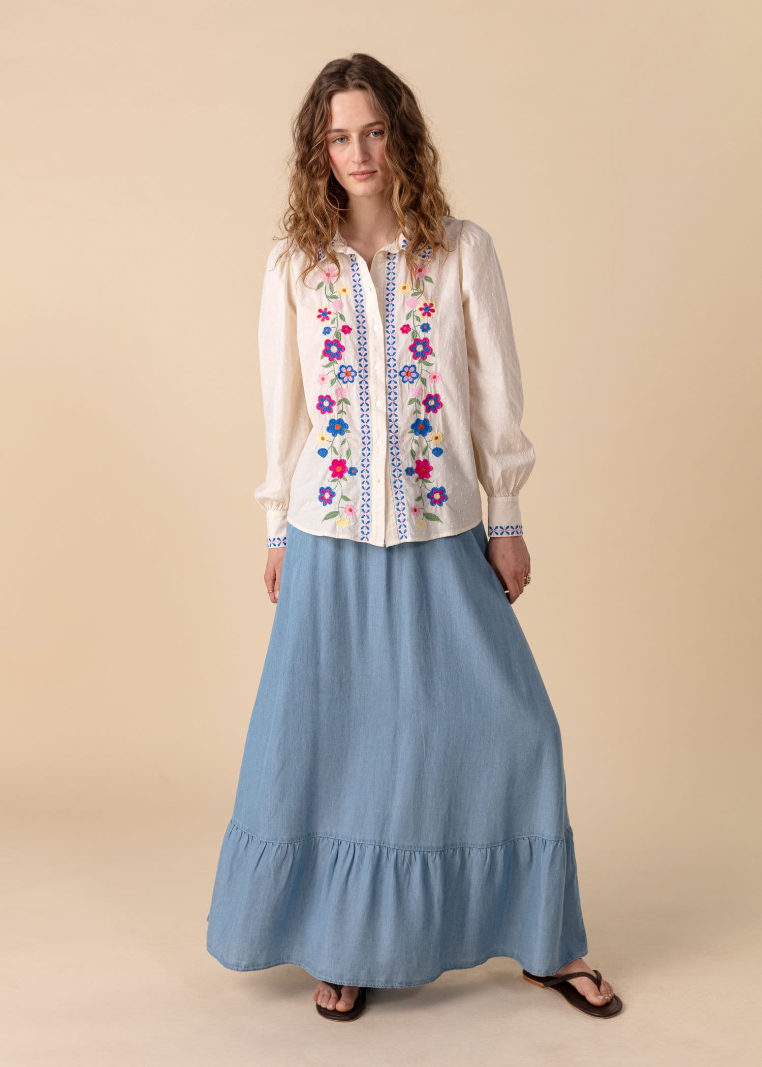 GIGI Long skirt in tencel - Blå 3 - Indiska