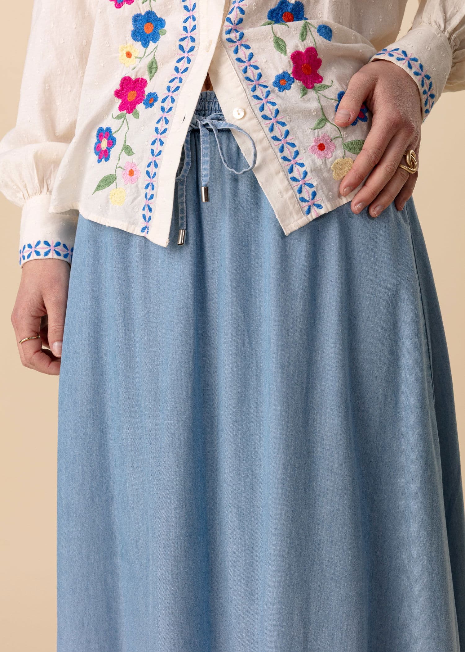 GIGI Long skirt in tencel - Blå 4 - Indiska