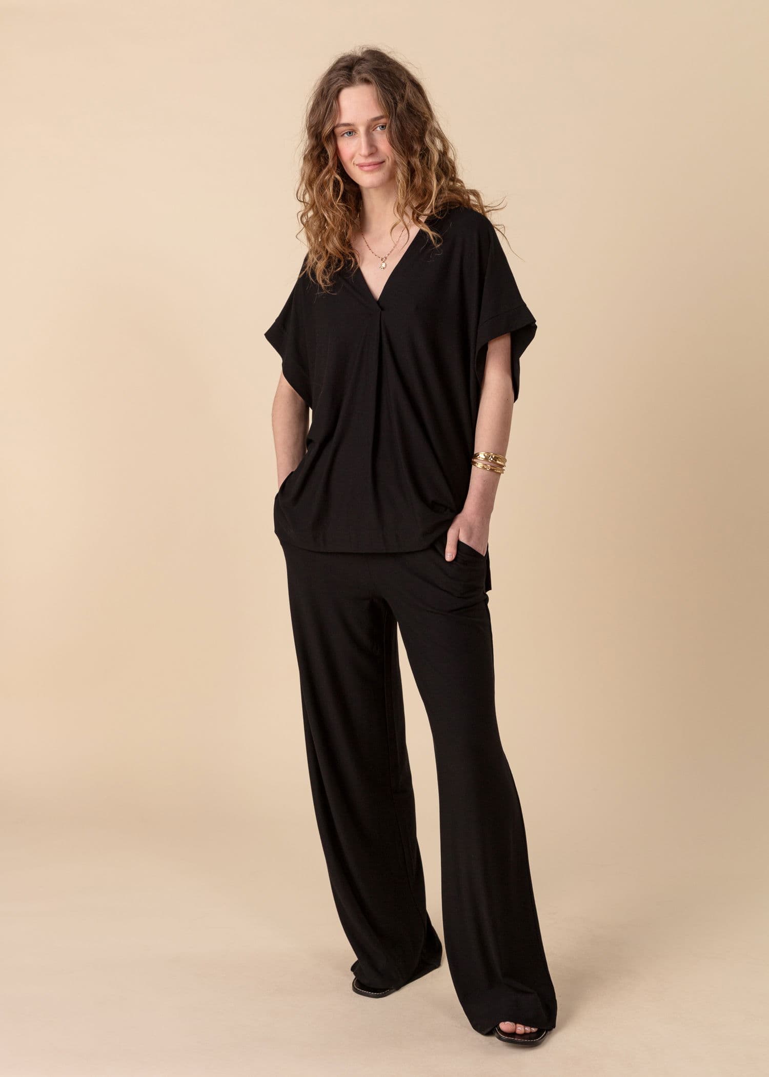 LULU Suorat jerseyhousut - Musta 3 - Indiska