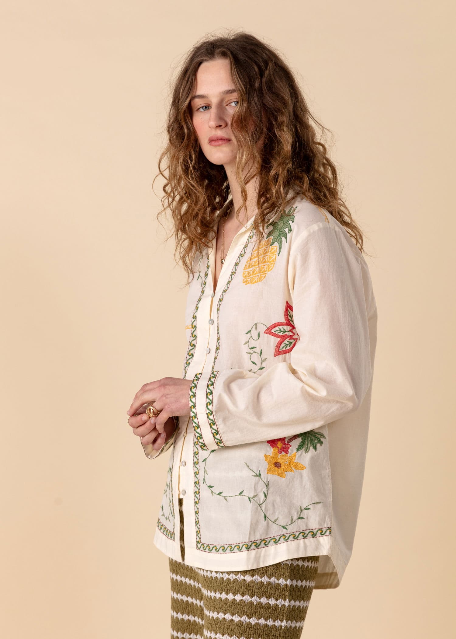 PINEAPPLE Brodert skjorte med ananas - Grønn 3 - Indiska