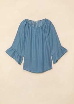 DOLLIE TENCEL BLOUSE - Lightblue