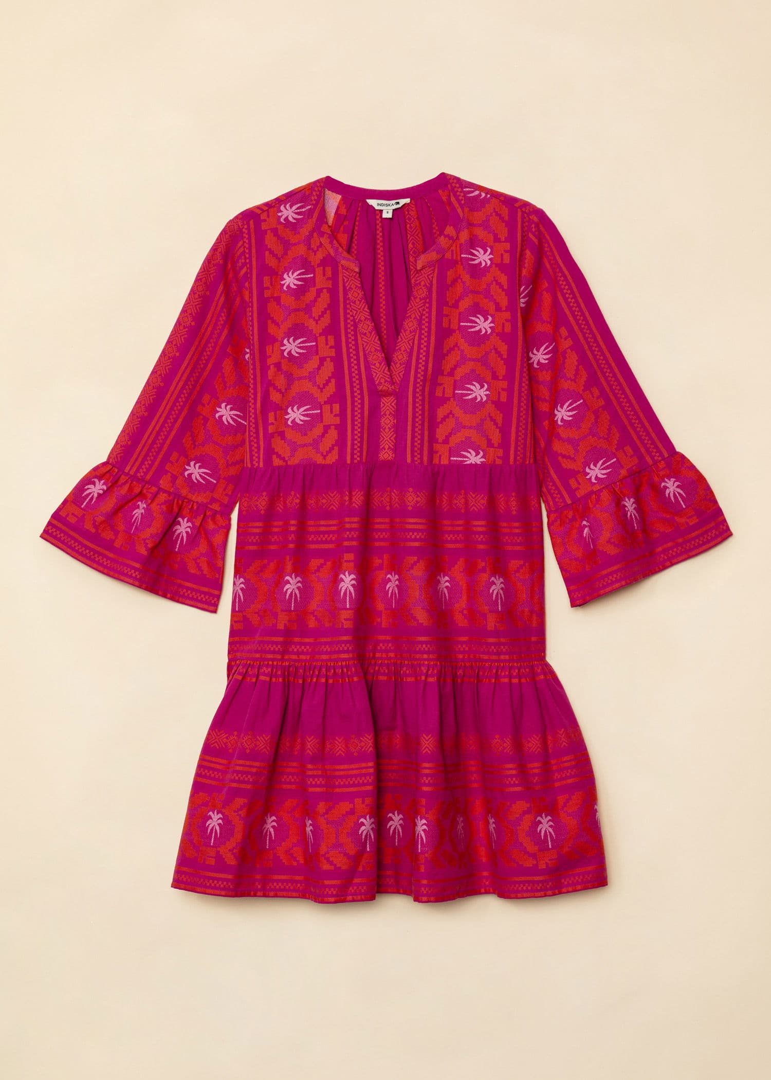 YOLANA Lyhyt jakardikankainen tunika - Vaaleanpunainen 5 - Indiska