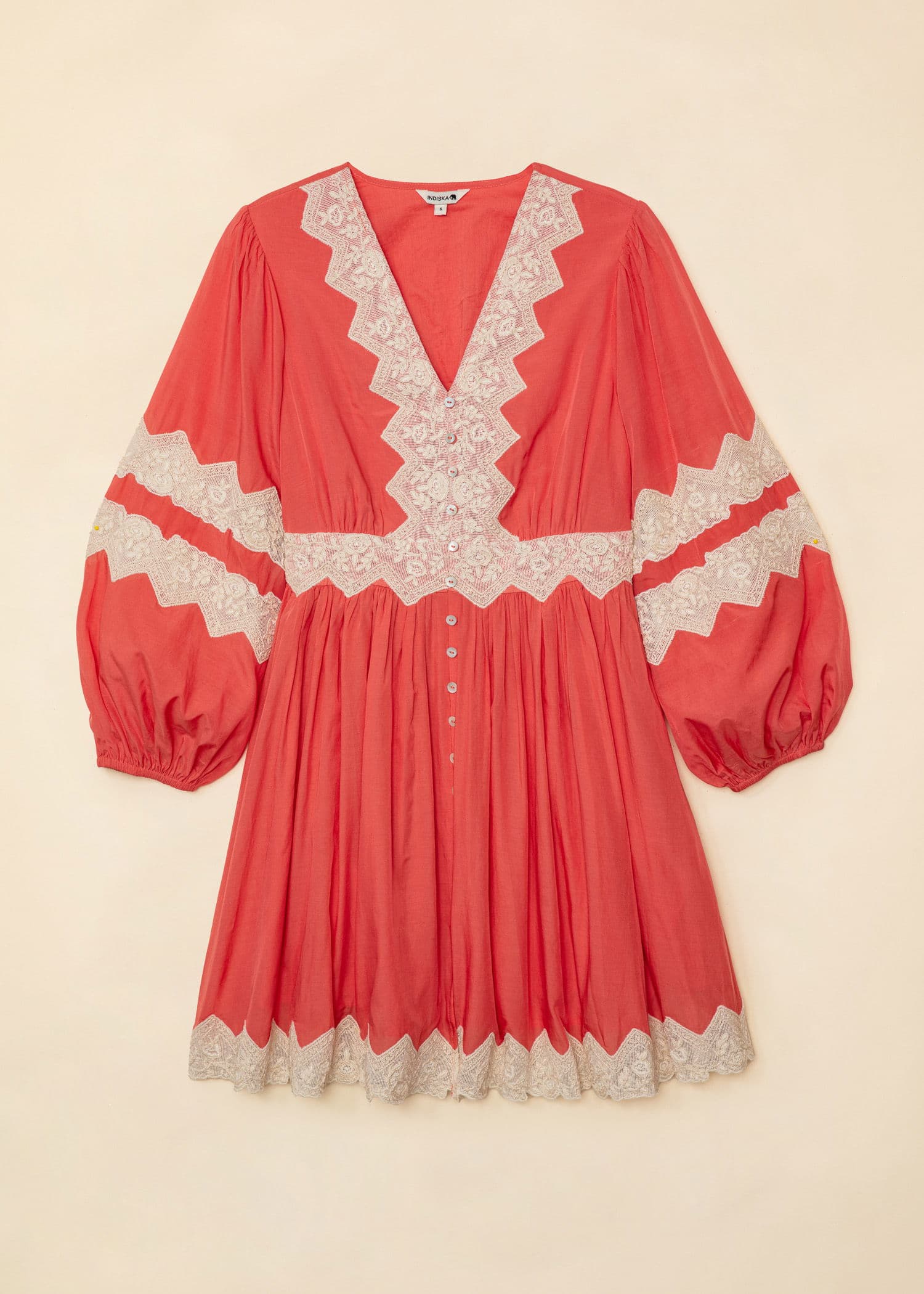 MAJKEN Lyhyt kukallinen puhvihihainen mekko - Oranssi 1 - Indiska