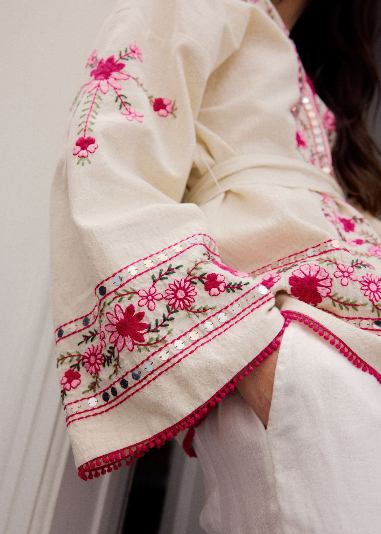 ESTER Broderad jacka med paljetter - Rosa 2 - Indiska