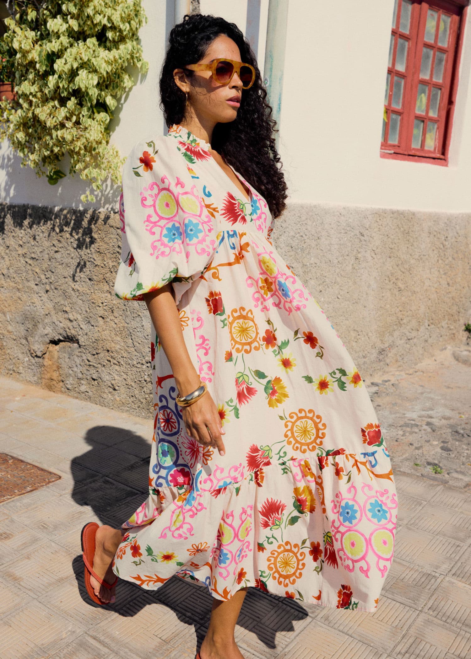 CORNELIA Mønstret kjole i bomull - Multi 2 - Indiska