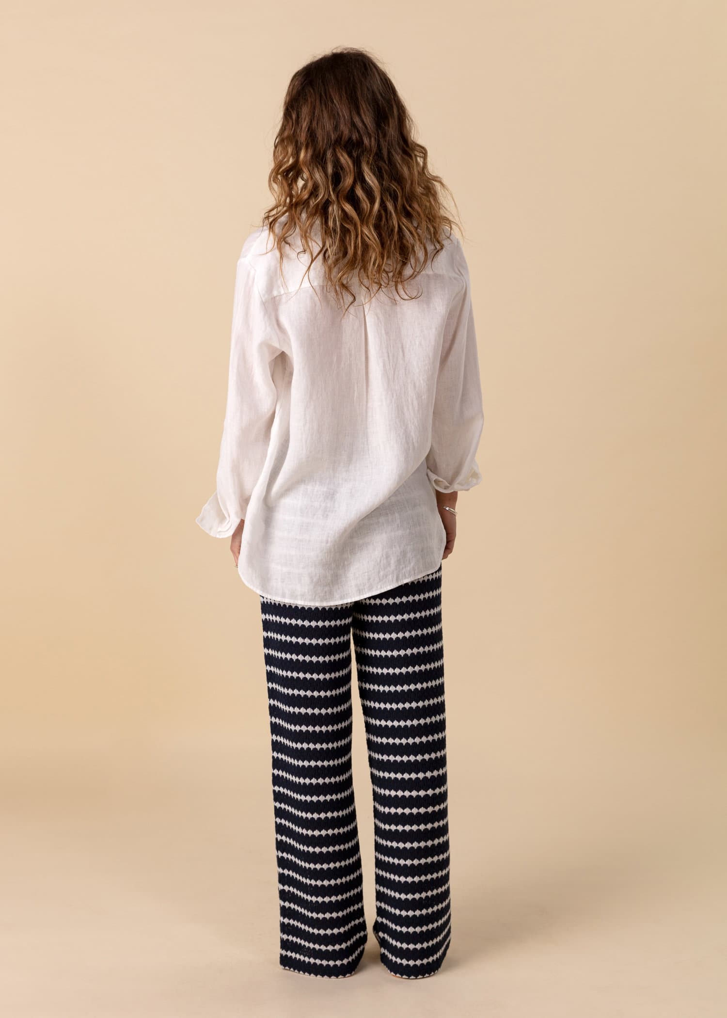 LYNN Strukturstrikkede vide bukser - Blå 4 - Indiska