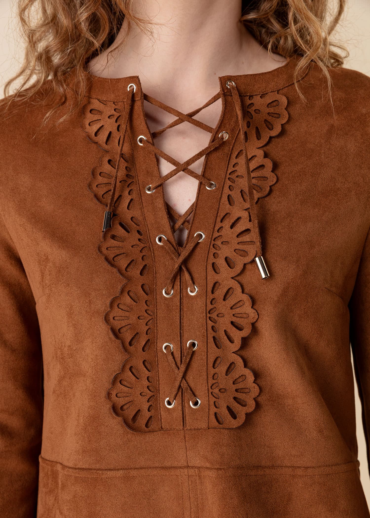 NENA Brun klänning i mockaimitation - Brun 4 - Indiska