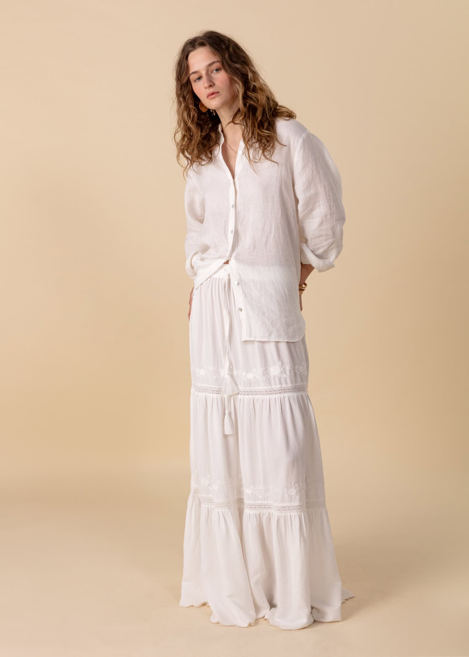 JULIETTE Kirjailtu maksihame - Valkoinen 5 - Indiska