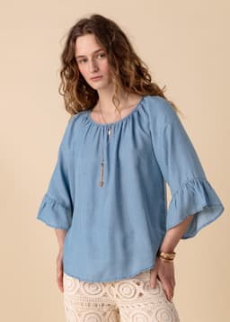 DOLLIE TENCEL BLOUSE - Lightblue