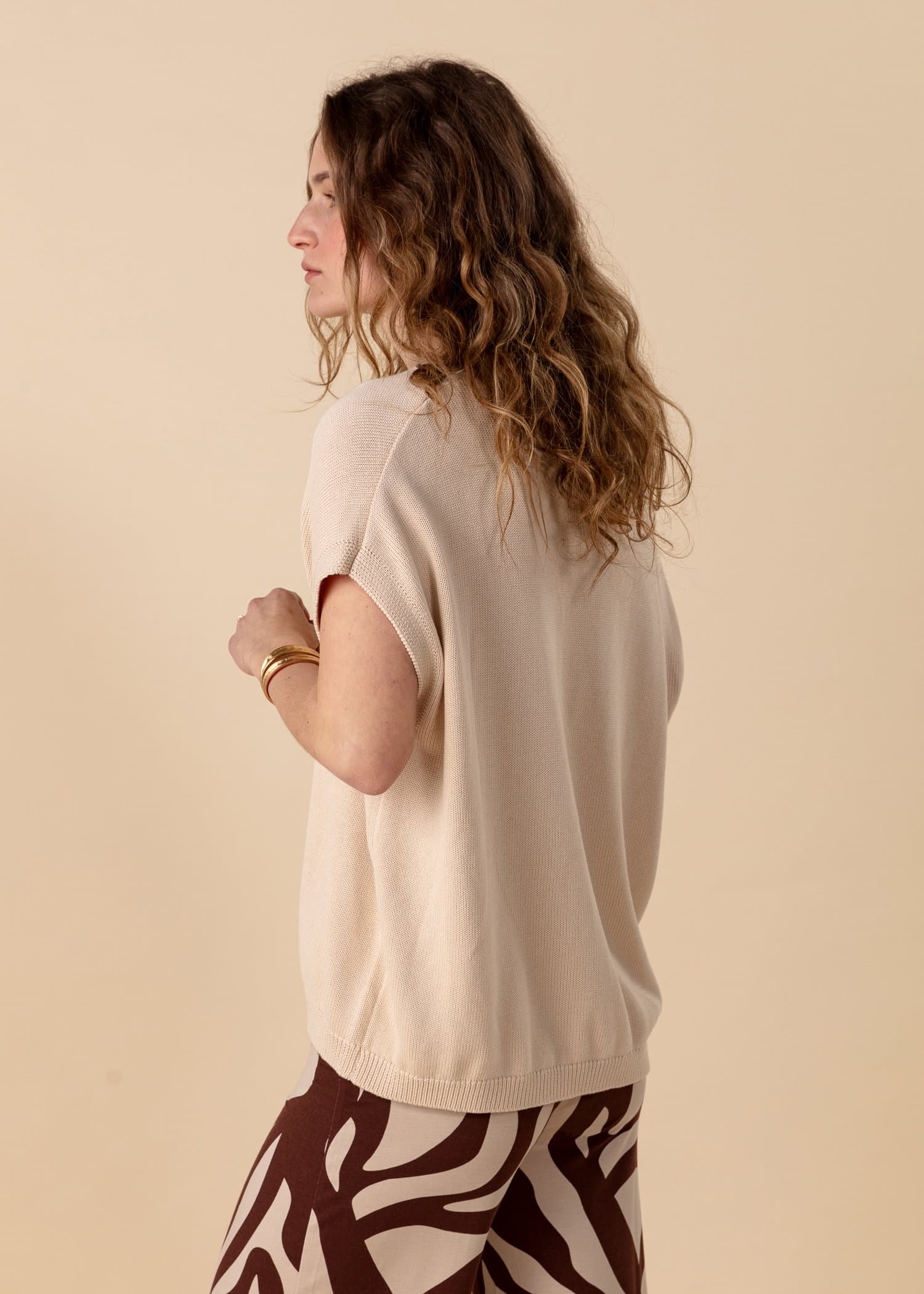 NEFERITI Cardigan med korte ermer - Beige 3 - Indiska