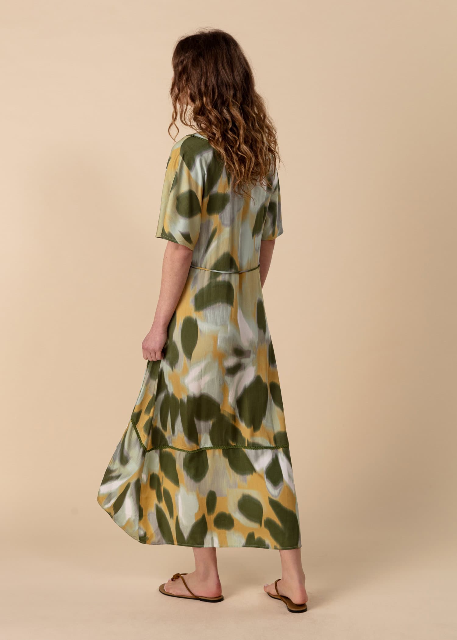 ZOE Mönstrad lång klänning - Gul 2 - Indiska