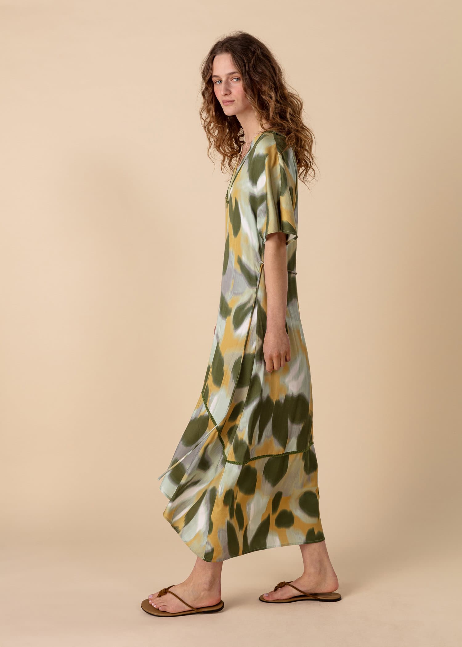 ZOE Mönstrad lång klänning - Gul 3 - Indiska