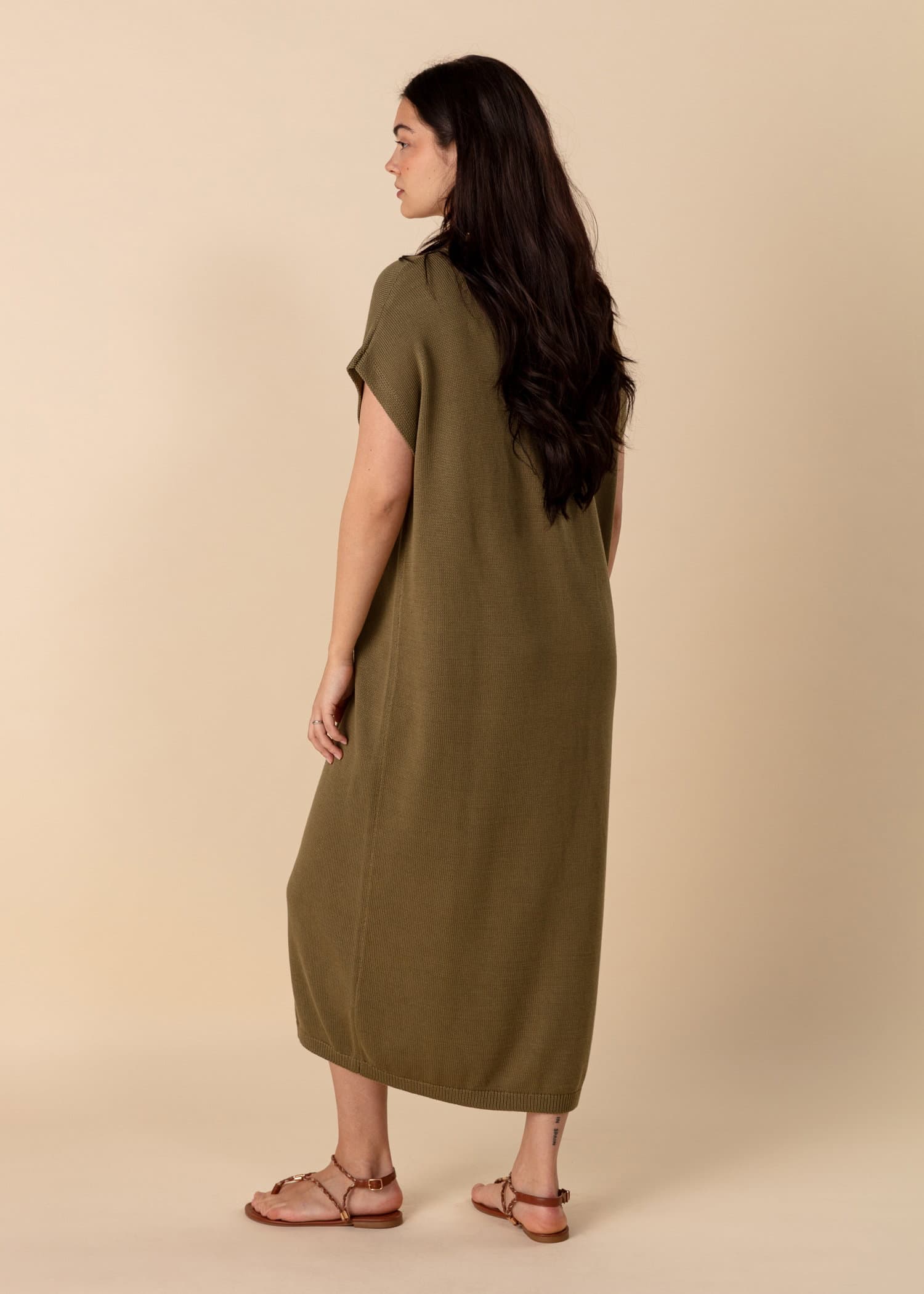 NEFERITI Stickad lång klänning - Grön 2 - Indiska