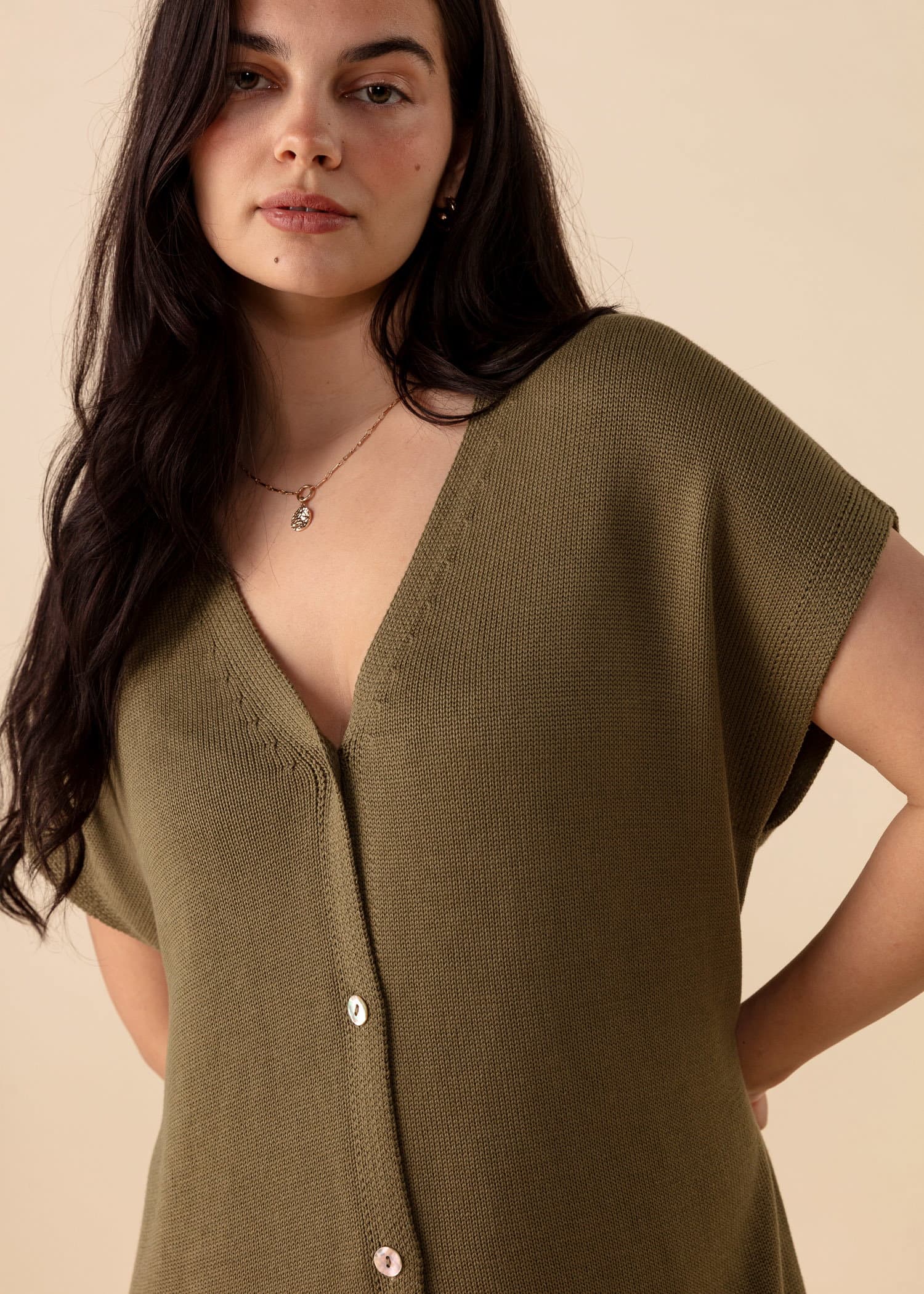 NEFERITI Stickad lång klänning - Grön 3 - Indiska