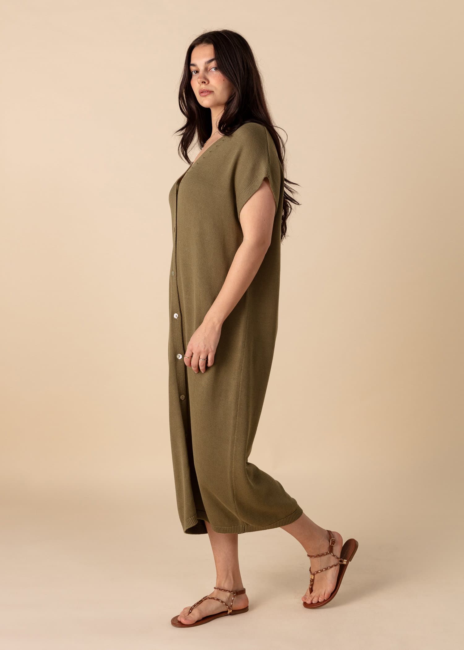 NEFERITI Stickad lång klänning - Grön 4 - Indiska