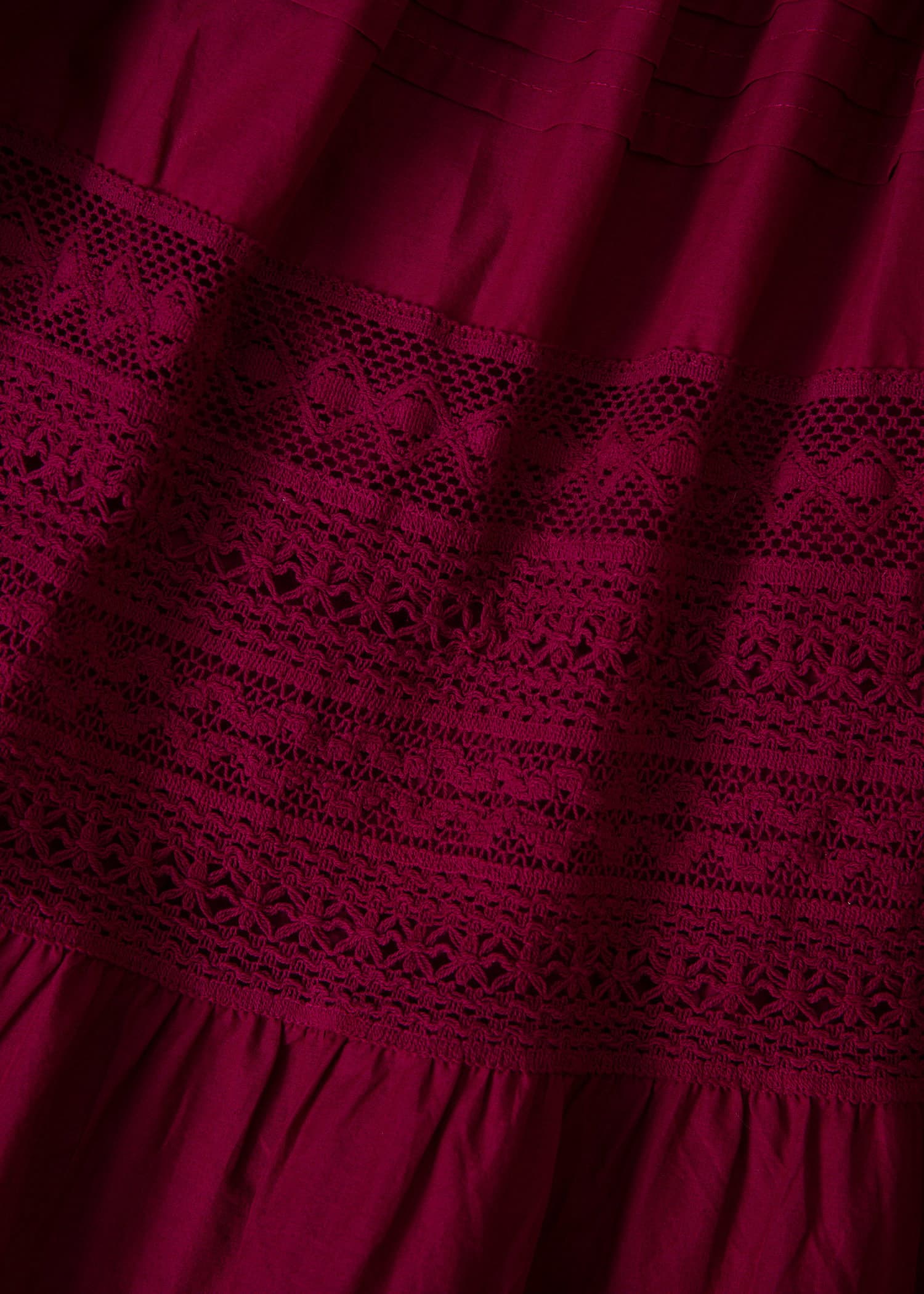 AGDA Rosa maxiskjørt med blondedetaljer - Rosa 2 - Indiska