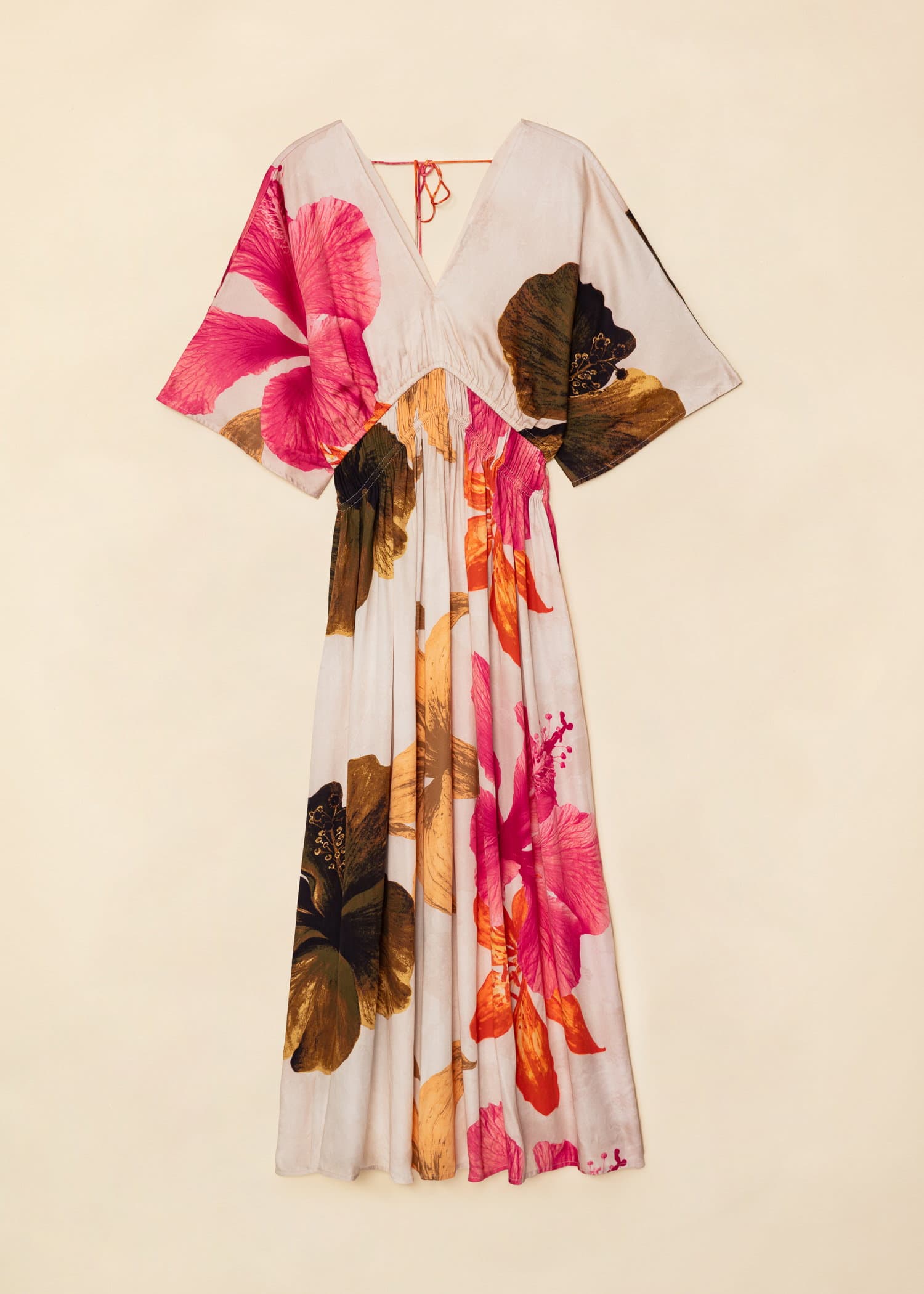 CINDY Mønstret lang satengkjole - Multi 1 - Indiska