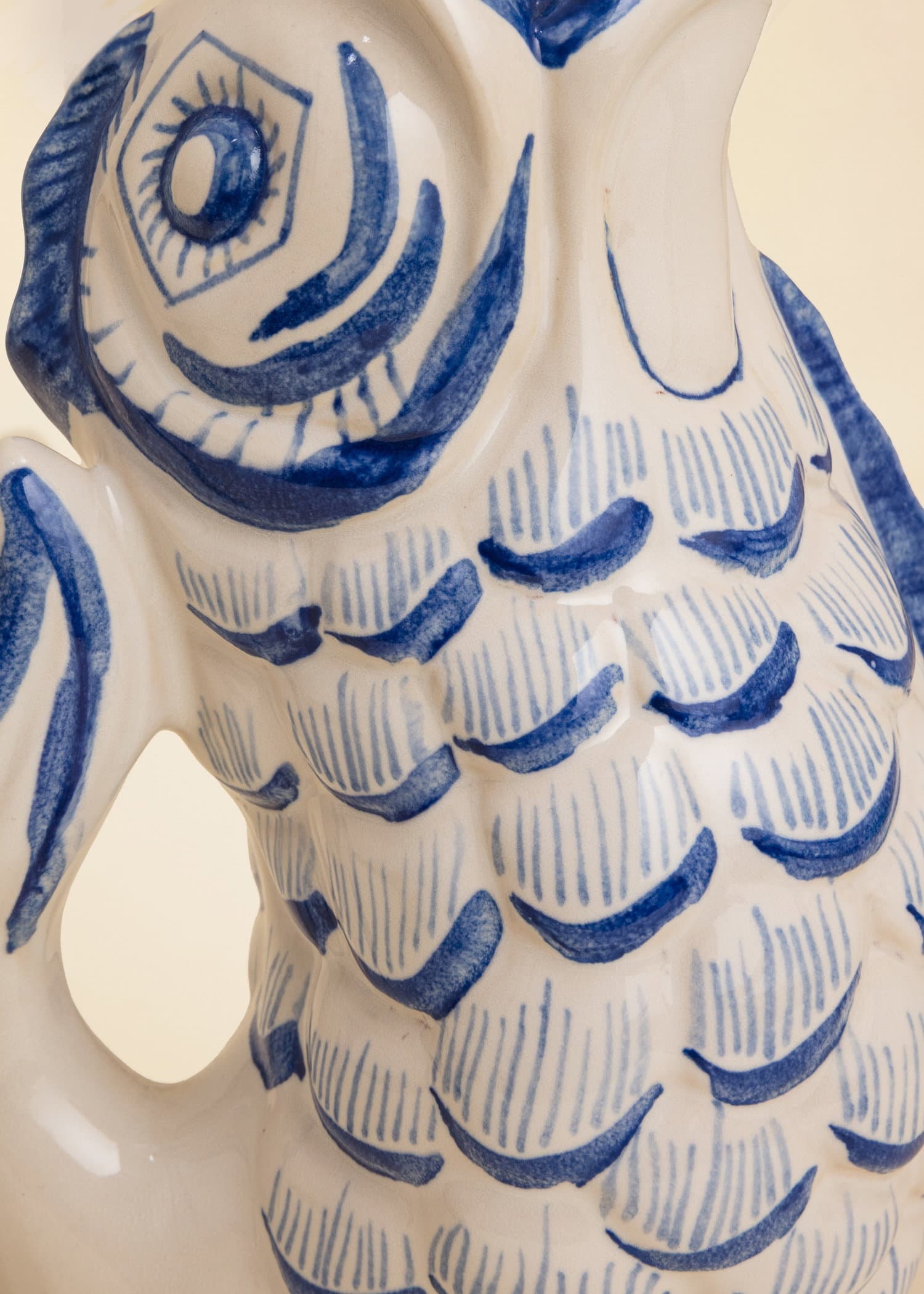 FISH Handmålad karaff i stengods - Blå 2 - Indiska