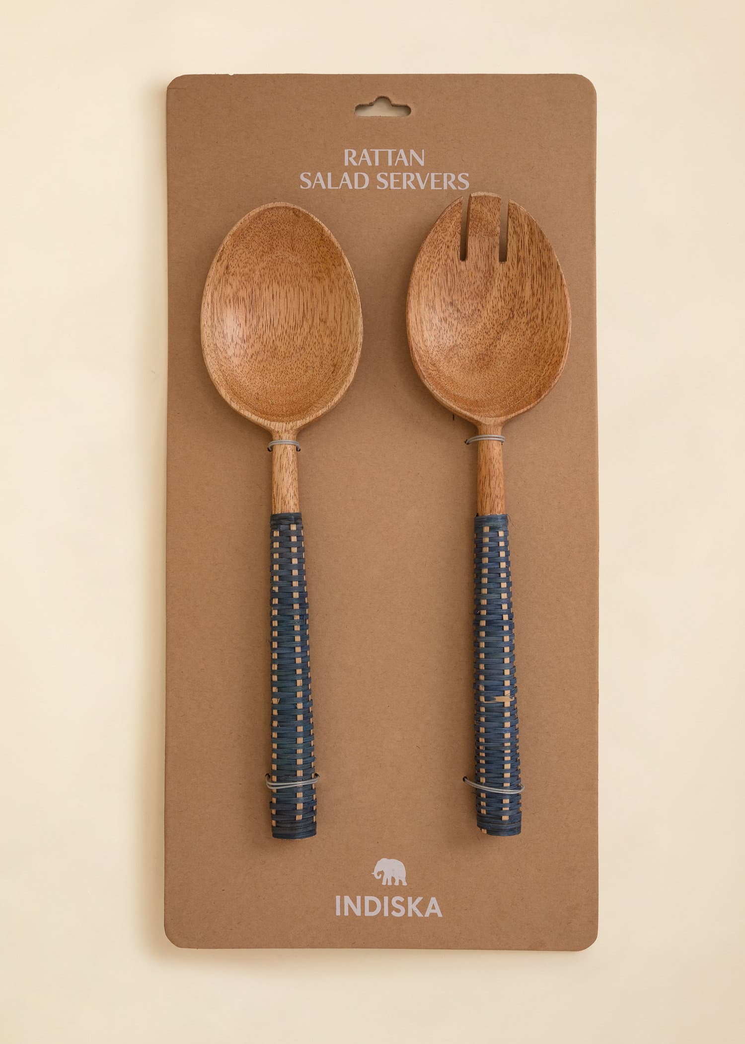 RATTAN Salatbestikk i mangotre - Blå 2 - Indiska
