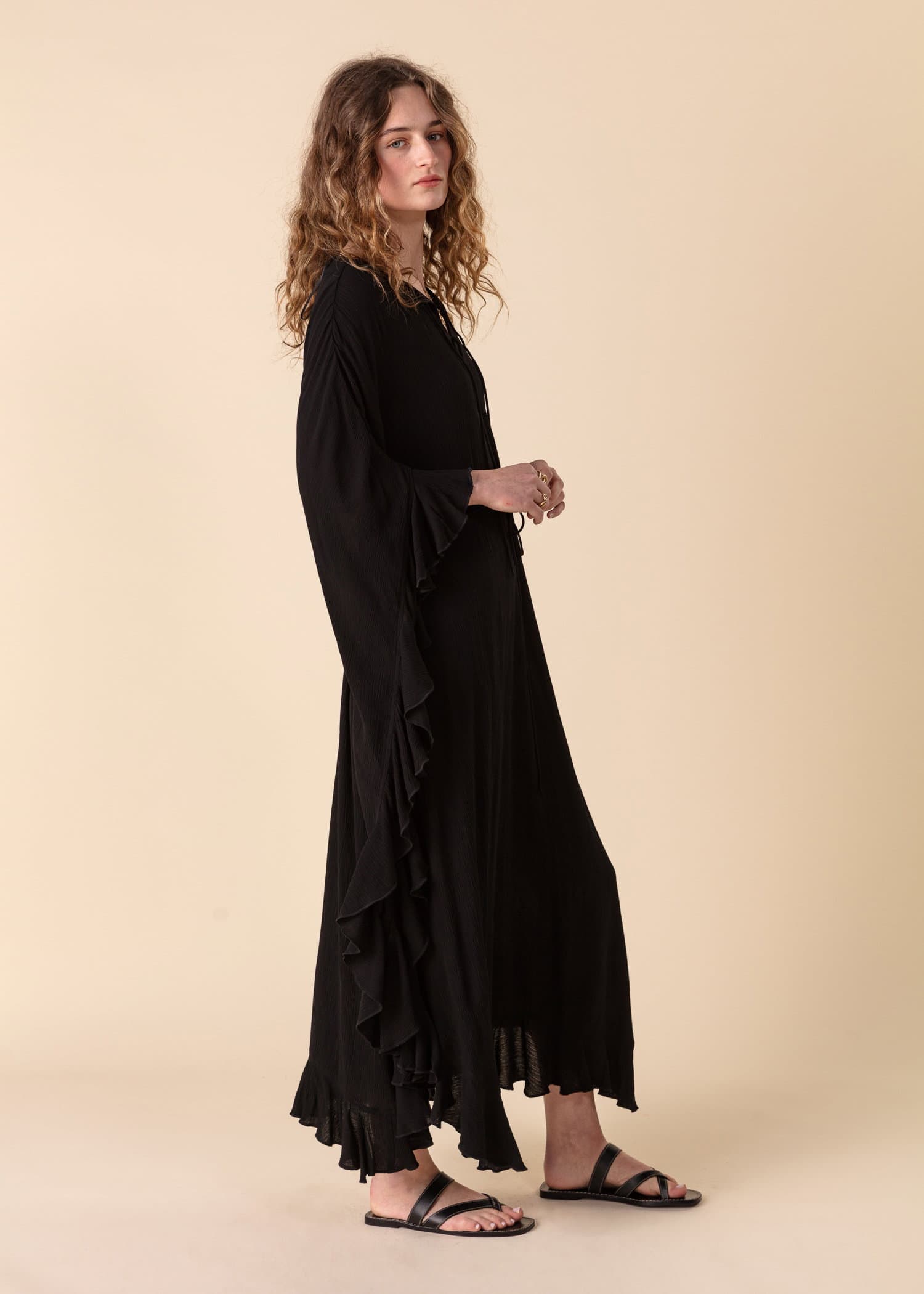 RUBY Svart, vevd kaftan - Svart 3 - Indiska