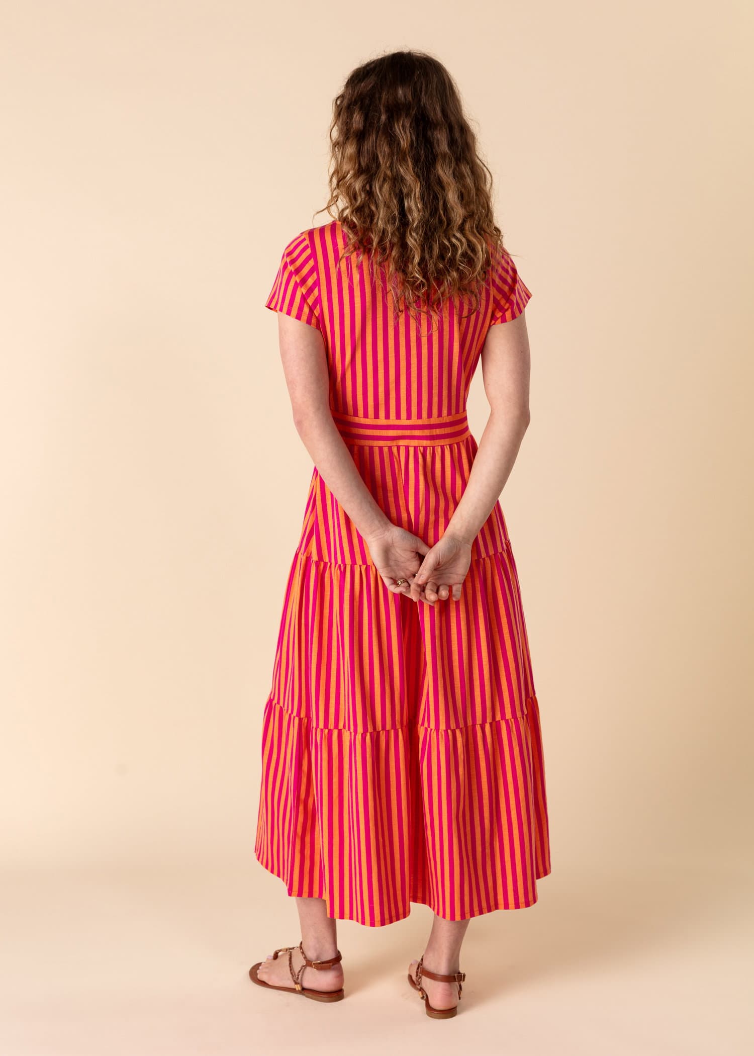 BERIT Randig lång klänning - Rosa 2 - Indiska