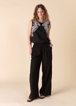 KENZIE LINEN BLEND PANT - Black