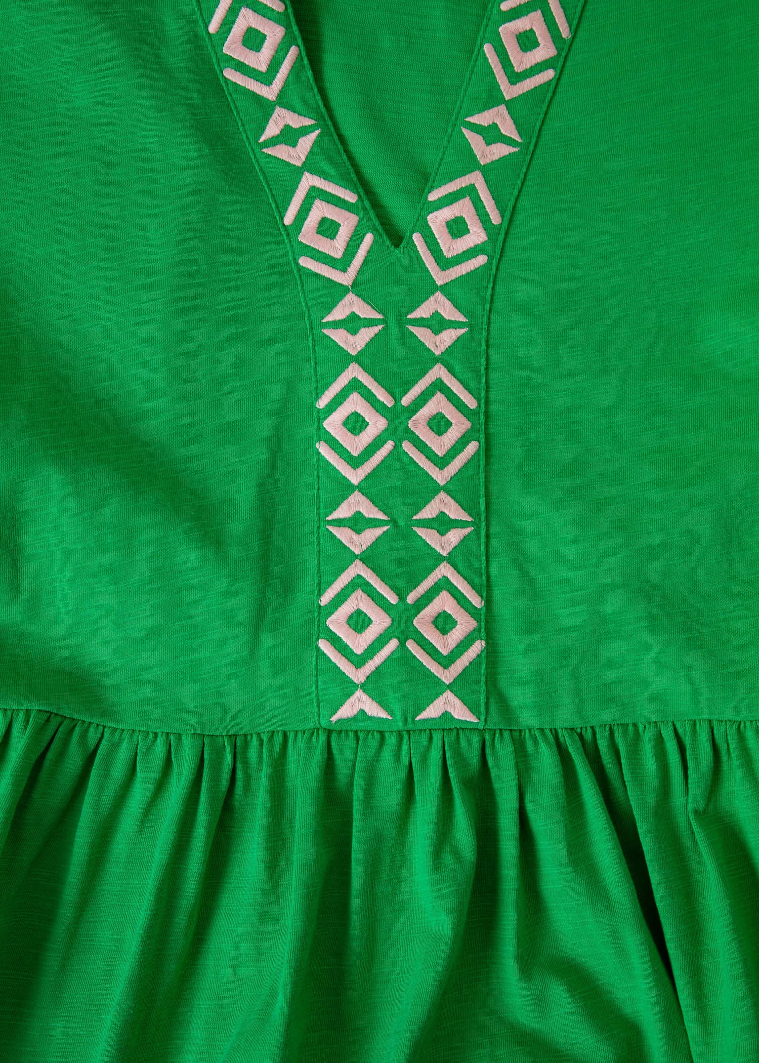 SILVIA Broderad jerseyklänning - Grön 6 - Indiska