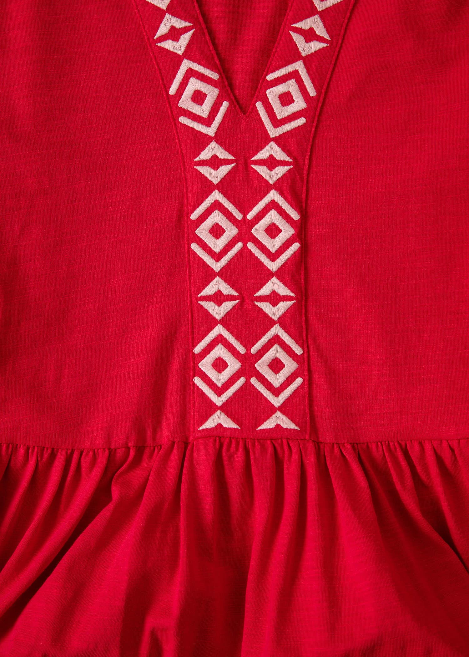 SILVIA Broderad jerseyklänning - Röd 6 - Indiska