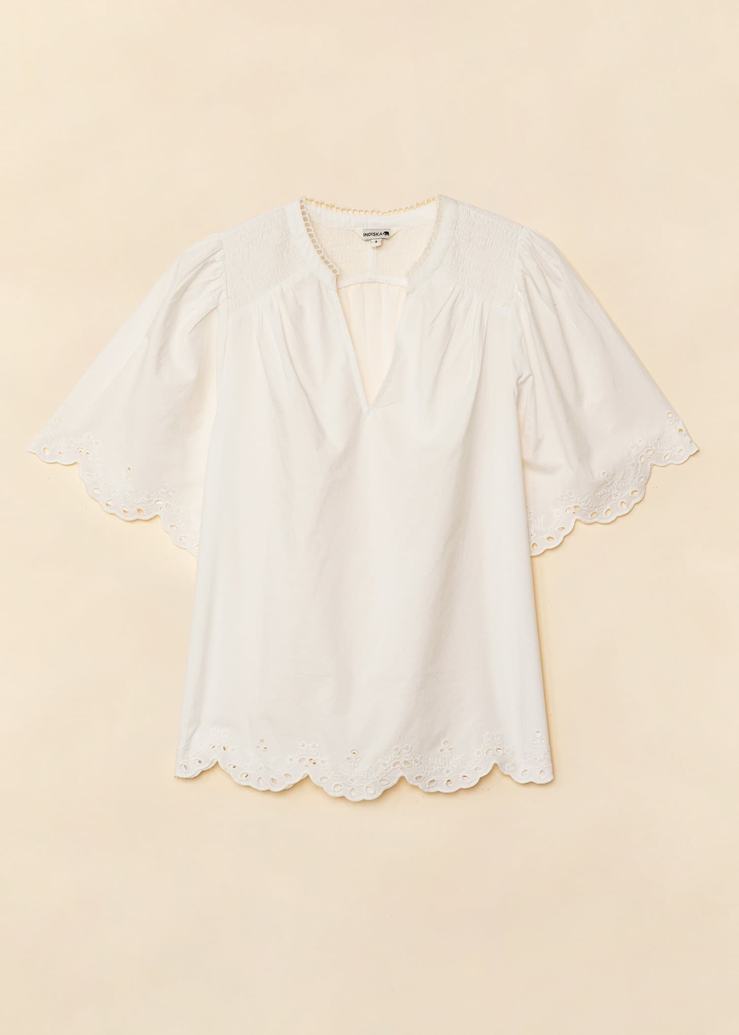 ARIELLE Vit blus med vågiga kanter - Vit 5 - Indiska