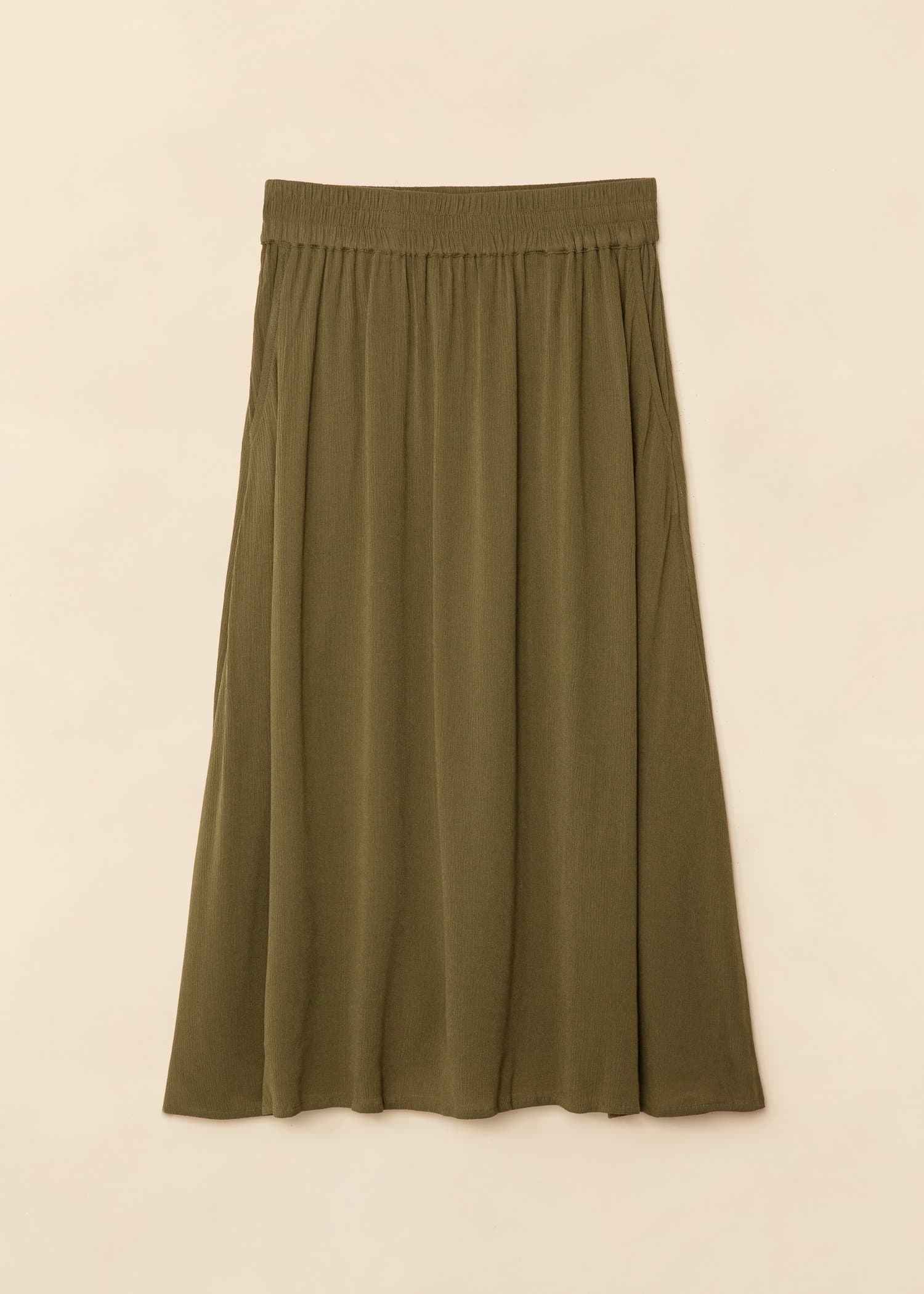 SIBEL Khakifärgad krinklad kjol - Grön 6 - Indiska