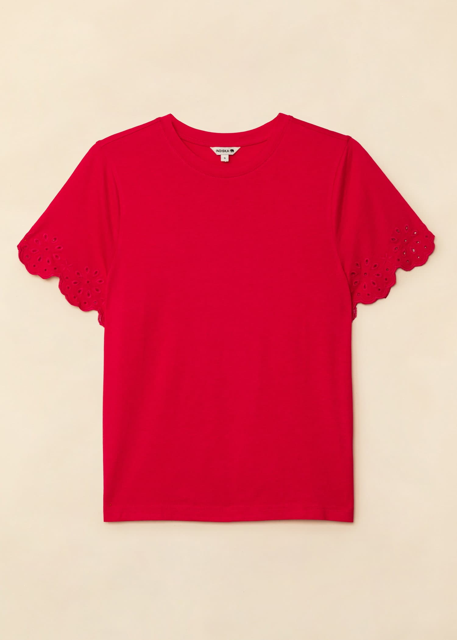 EPPLE Röd t-shirt med vågig ärm  - Röd 1 - Indiska