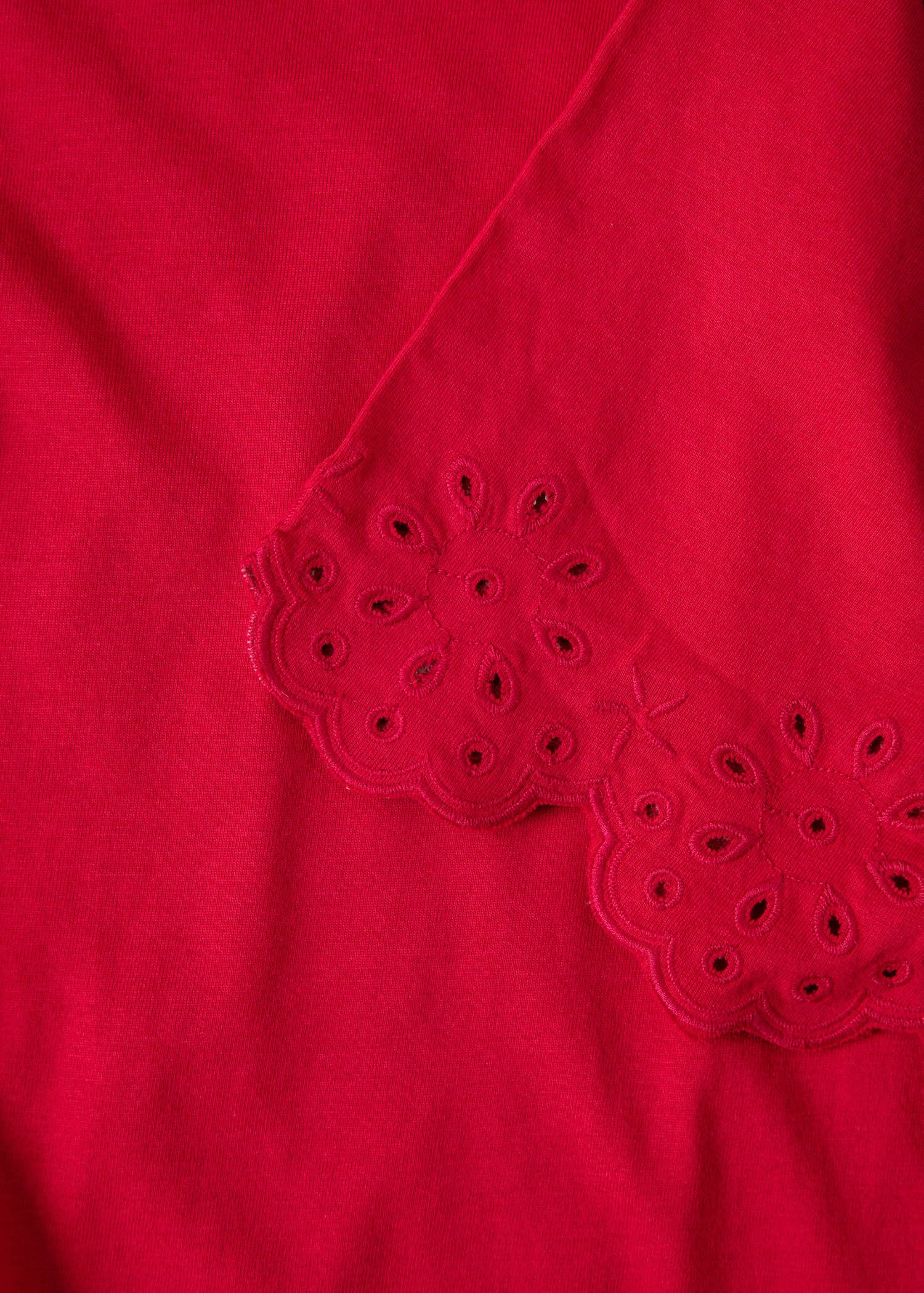 EPPLE Röd t-shirt med vågig ärm  - Röd 2 - Indiska