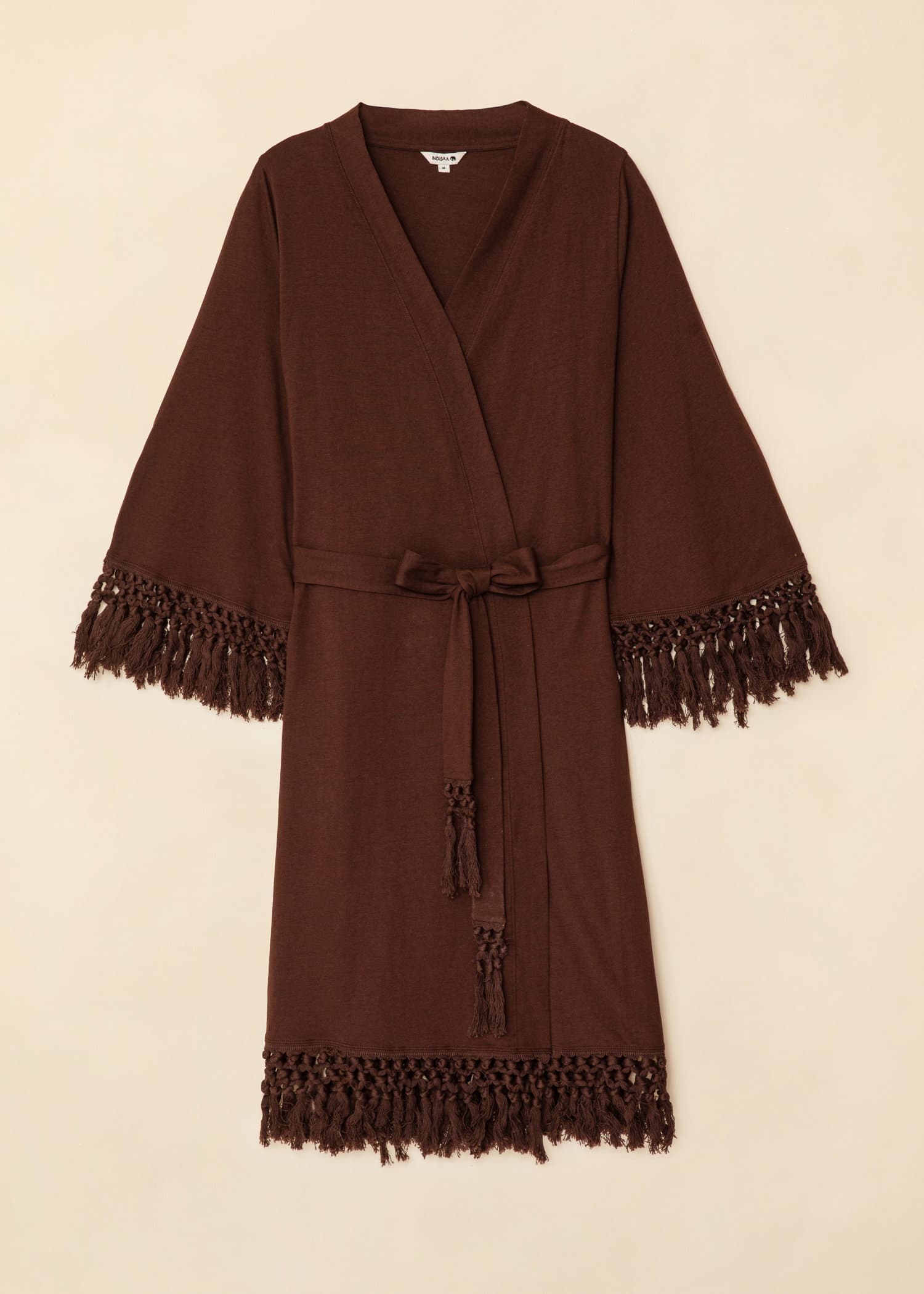 KATIE Mörkbrun kimono med fransar - Annan 5 - Indiska