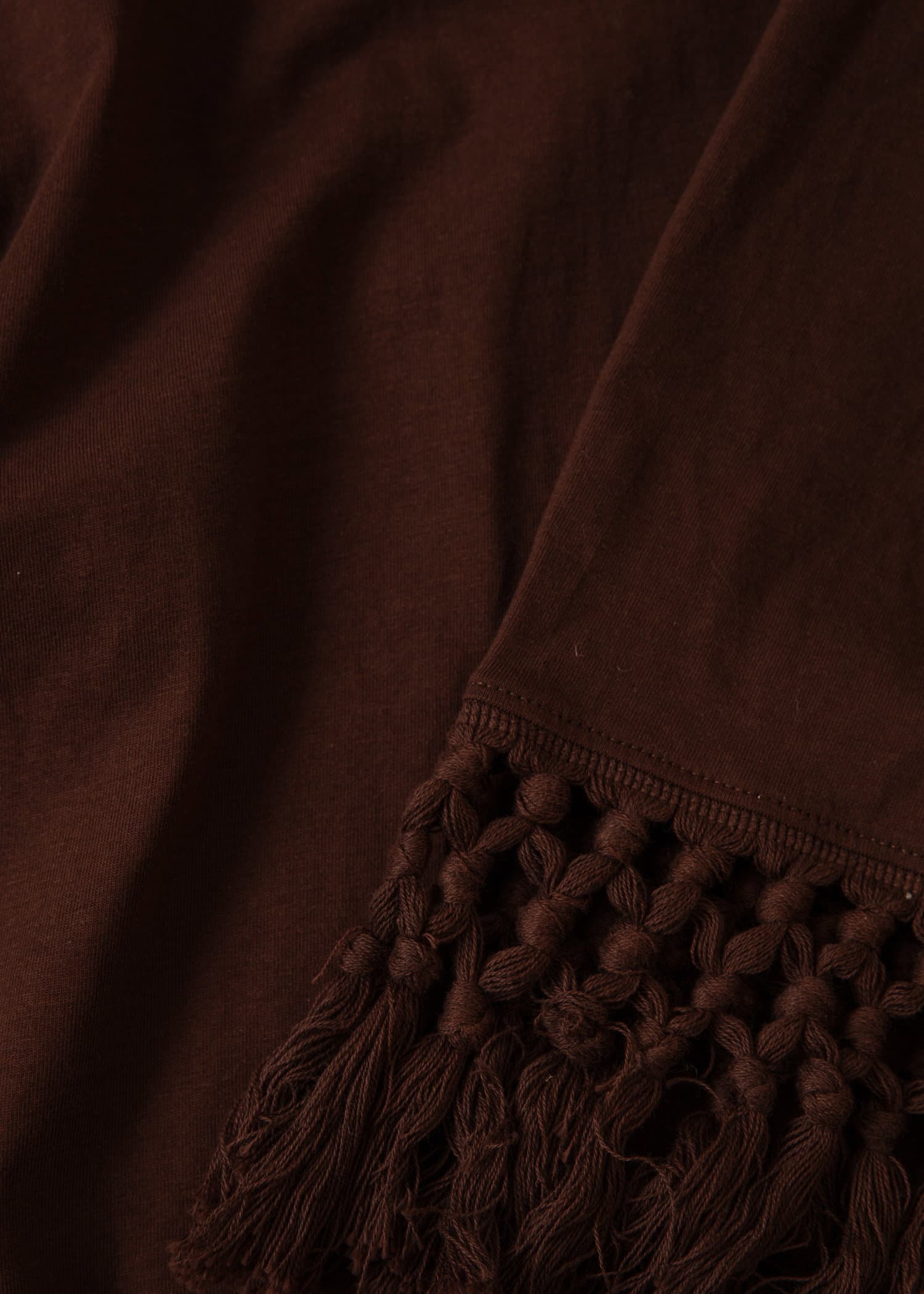 FARAH Mörkbrun tunika med fransar - Brun 2 - Indiska