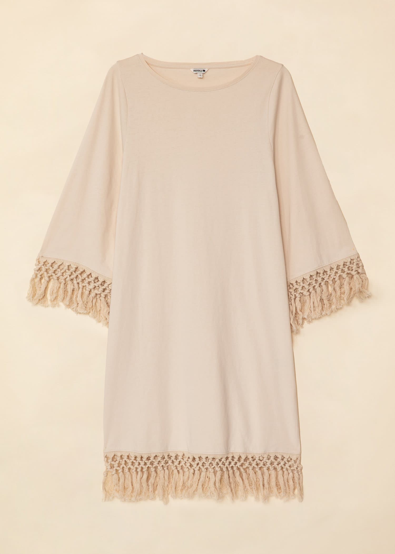FARAH Krämfärgad tunika med fransar - Vit 1 - Indiska