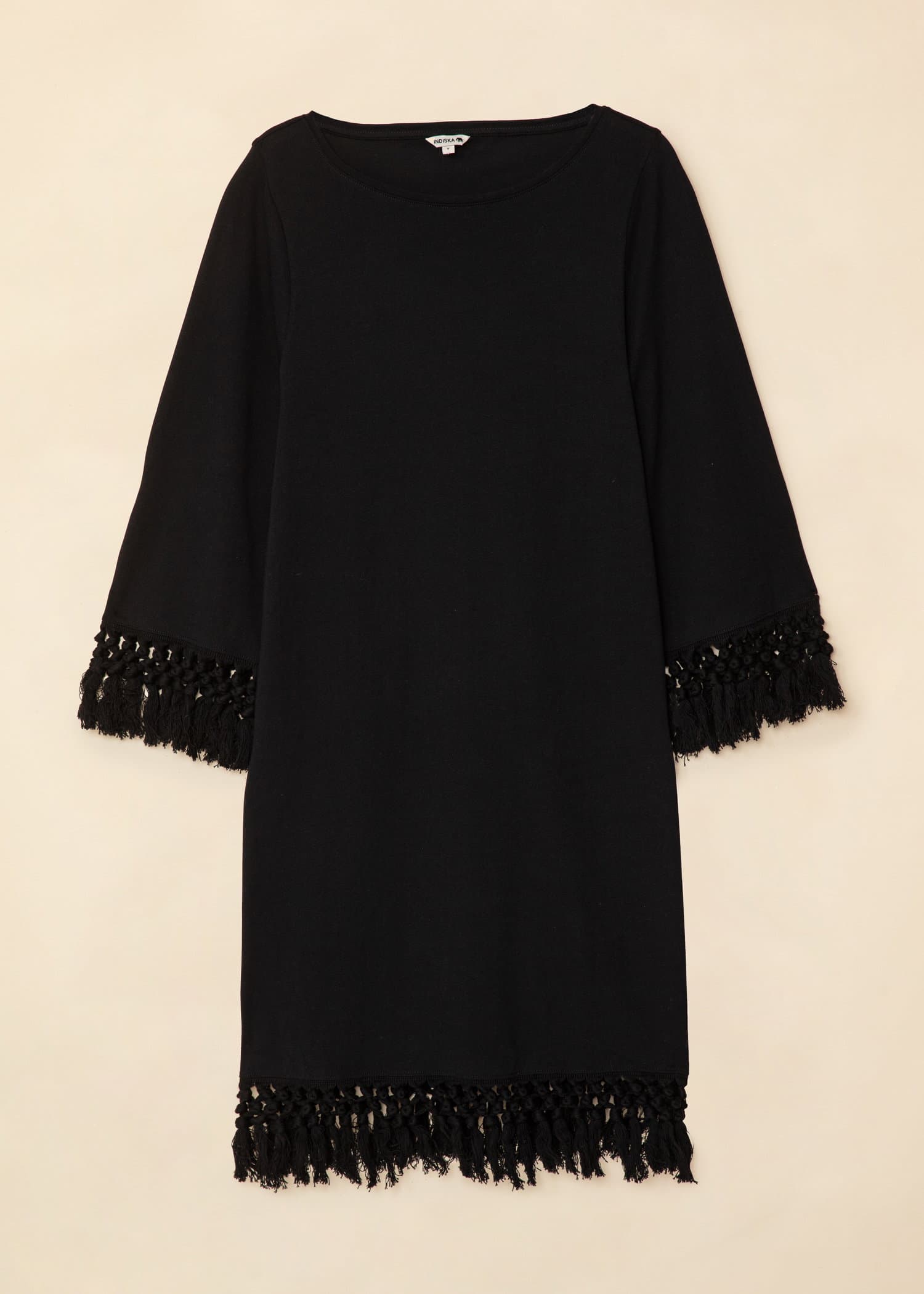 FARAH Svart tunika med fransar - Svart 5 - Indiska