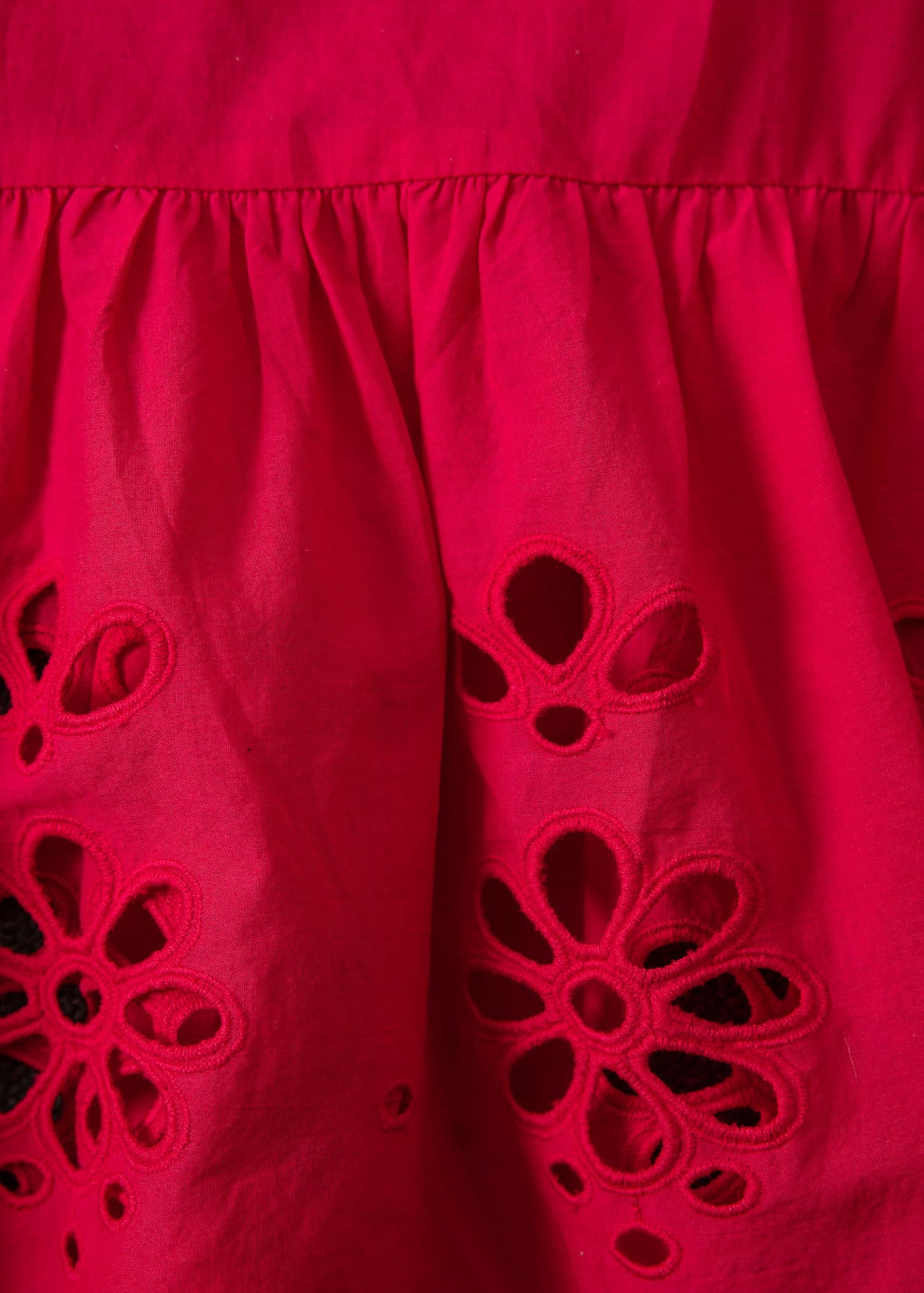 NALA Röd klänning i broderie anglaise - Röd 2 - Indiska