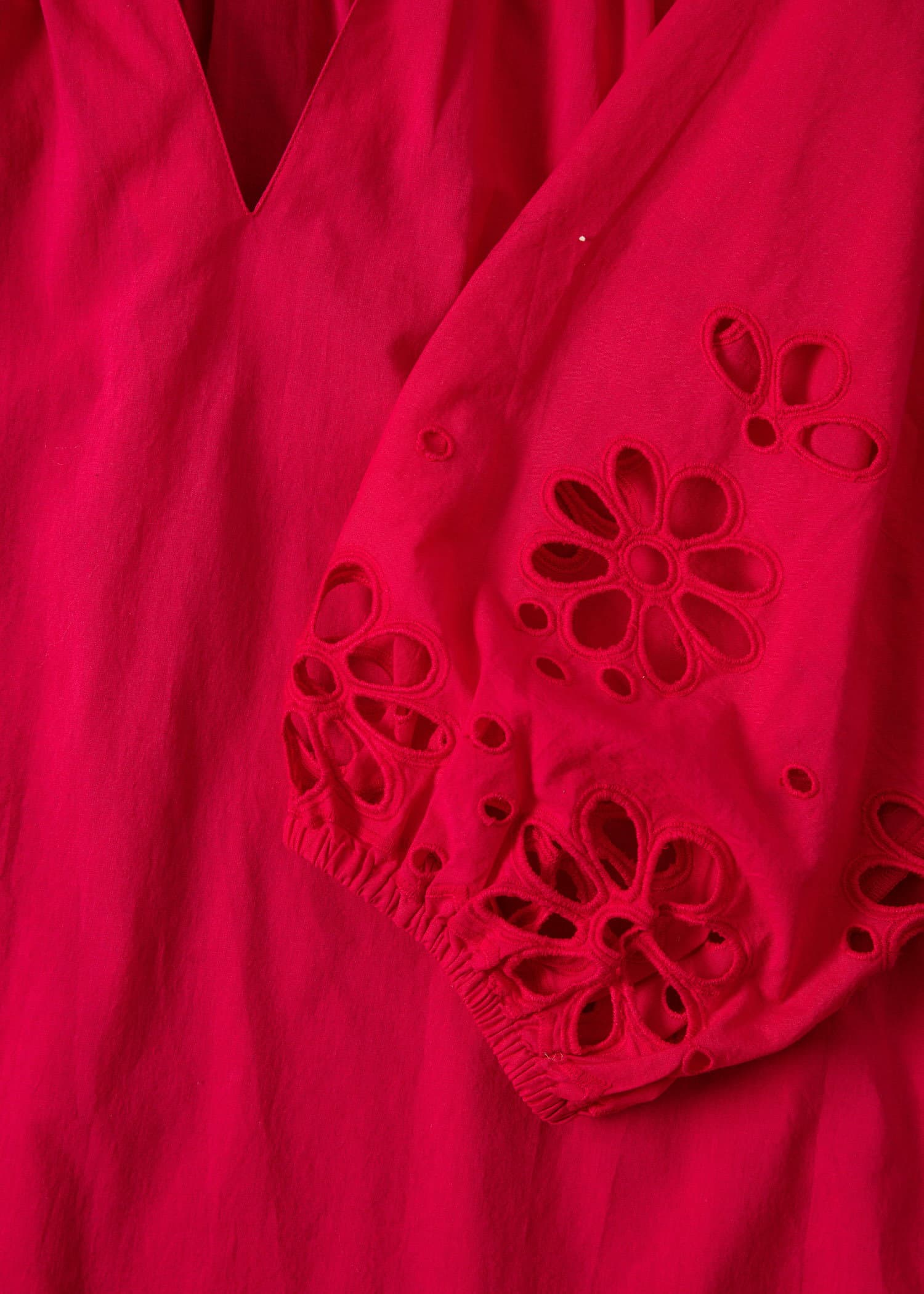 NALA Röd klänning i broderie anglaise - Röd 3 - Indiska