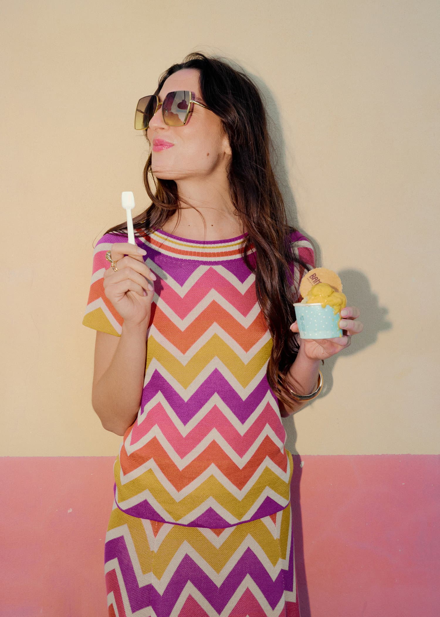 SAMANTHA Strikket topp med sikksakkmønster - Oransje 2 - Indiska