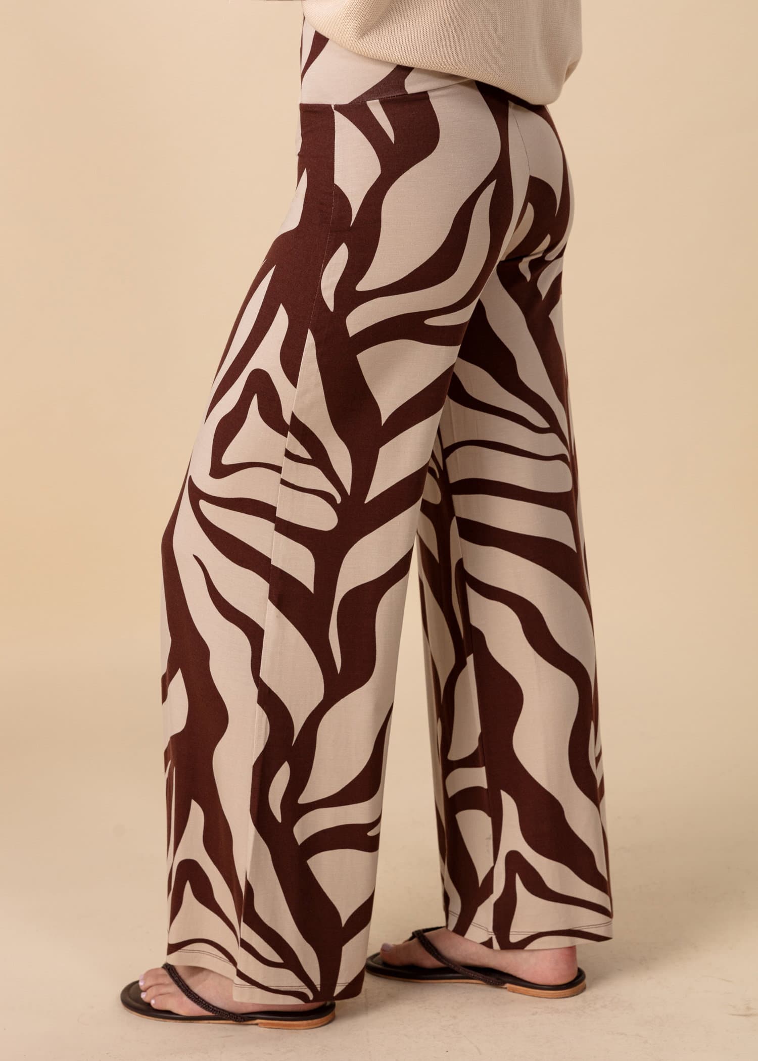 LILLEMOR Leveät korkeavyötäröiset housut - Ruskea 2 - Indiska