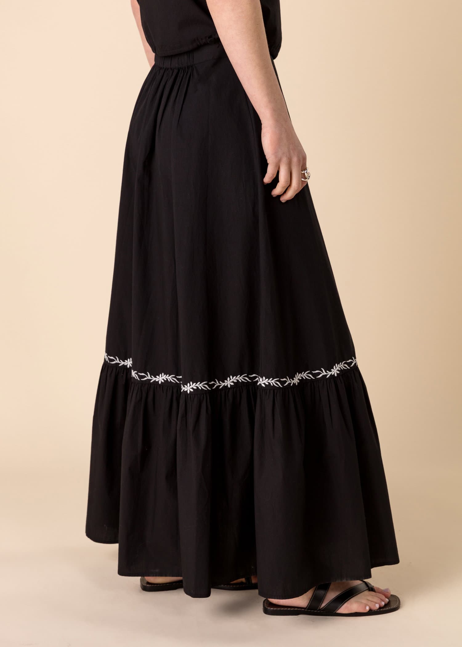 LORELEI Svart maxiskjørt i bomull - Svart 2 - Indiska